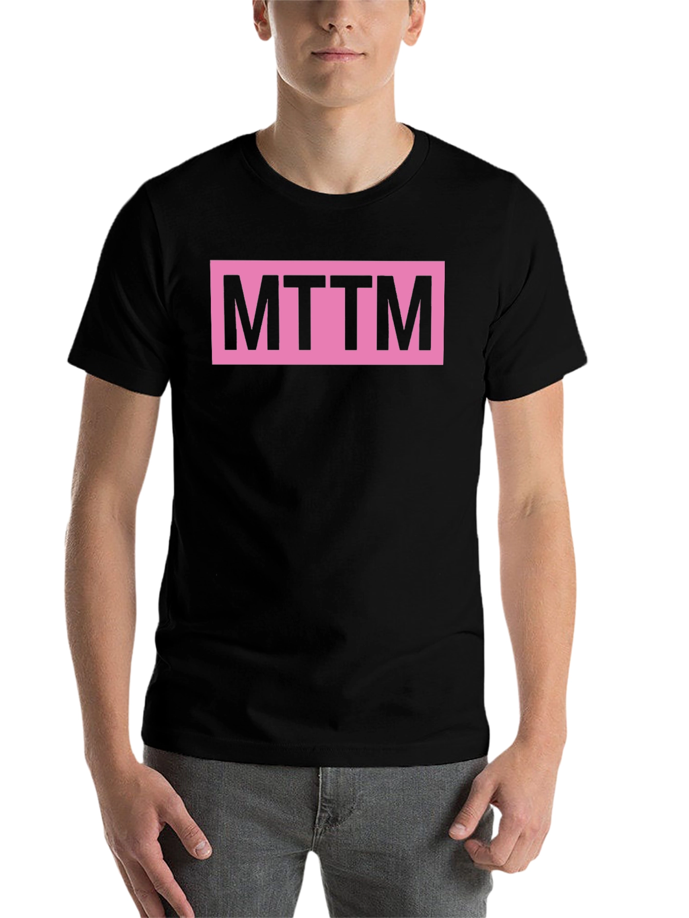 Black MTTM Graphic Tee - Pink Logo on Black Cotton Shirt view 7