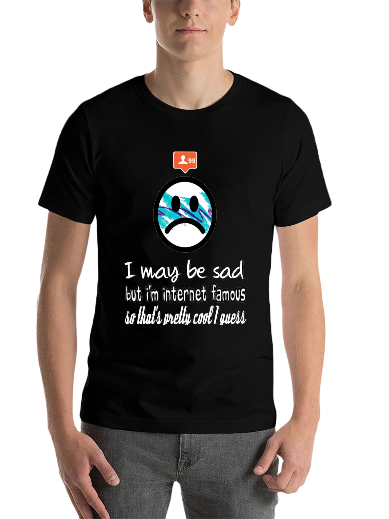 Black Sad But Famous T-Shirt - Trendy Graphic Tee view 7