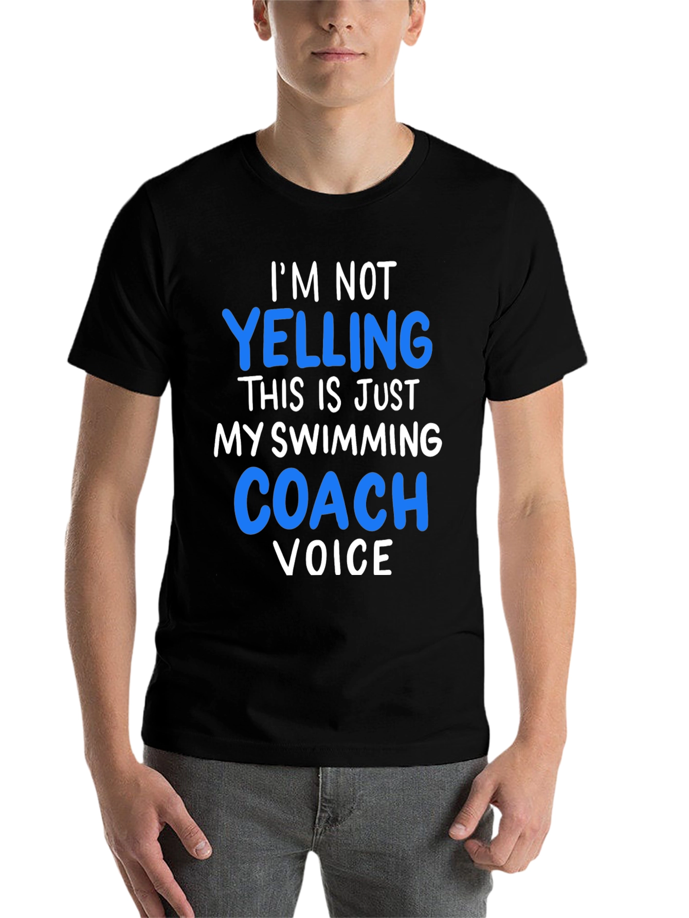 Black Funny Swimming Coach Voice T-Shirt view 7