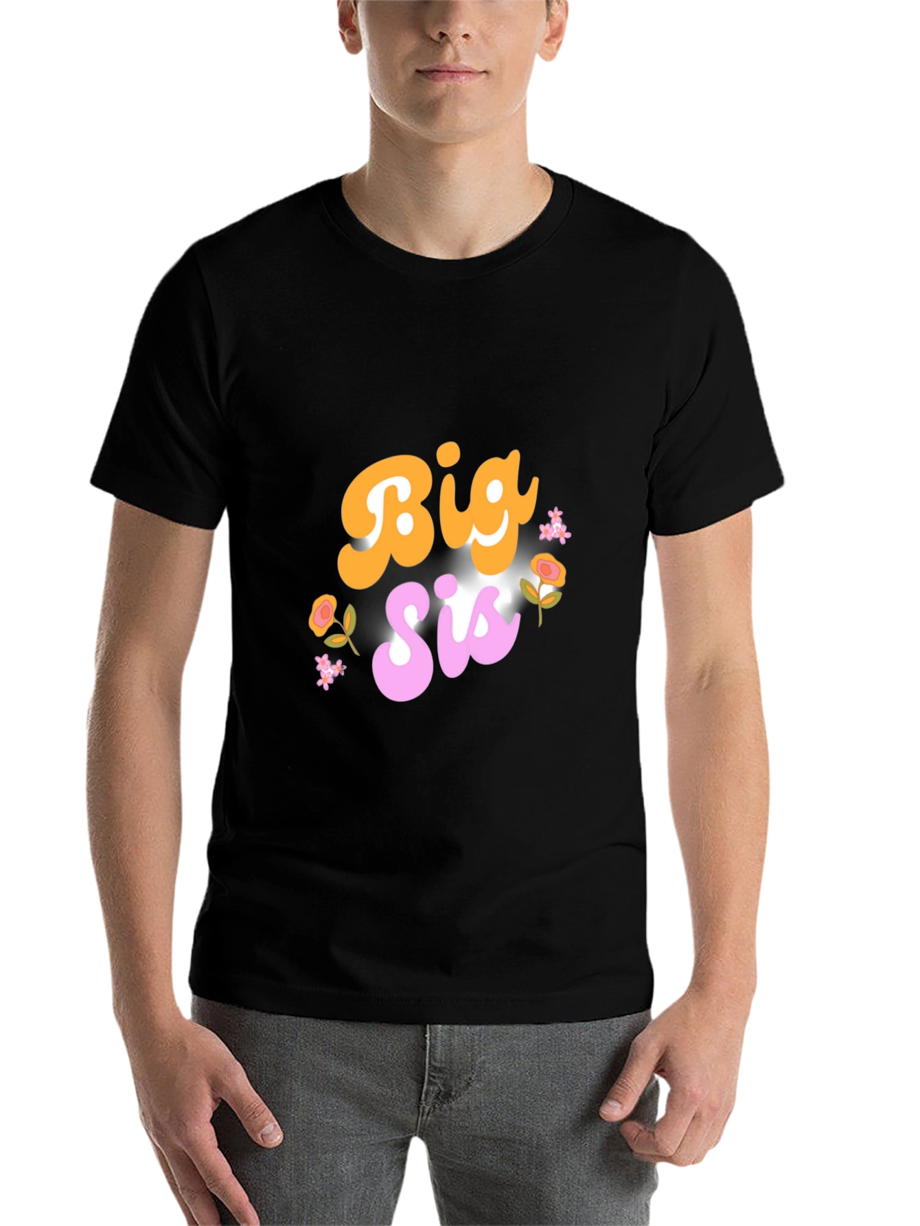 Black Big Sis Floral Graphic Tee view 7