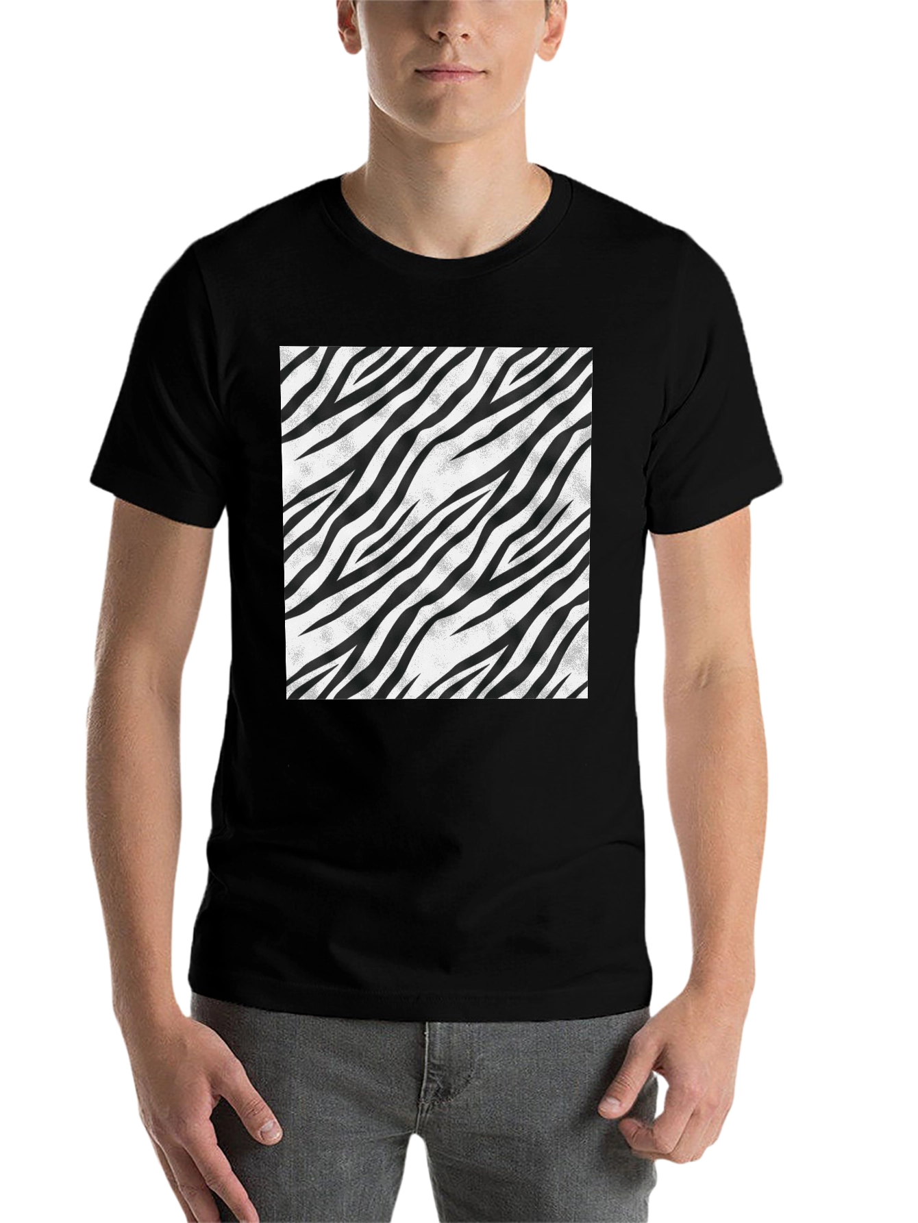 Black Zebra Stripe Graphic Tee - Black view 7