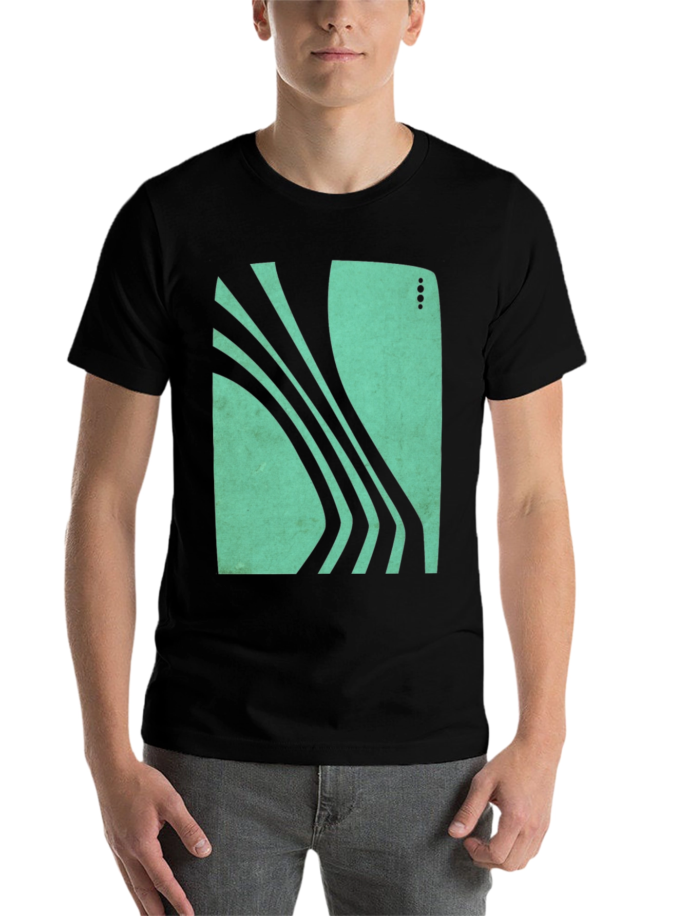 Black Abstract Graphic Print Black T-Shirt view 7