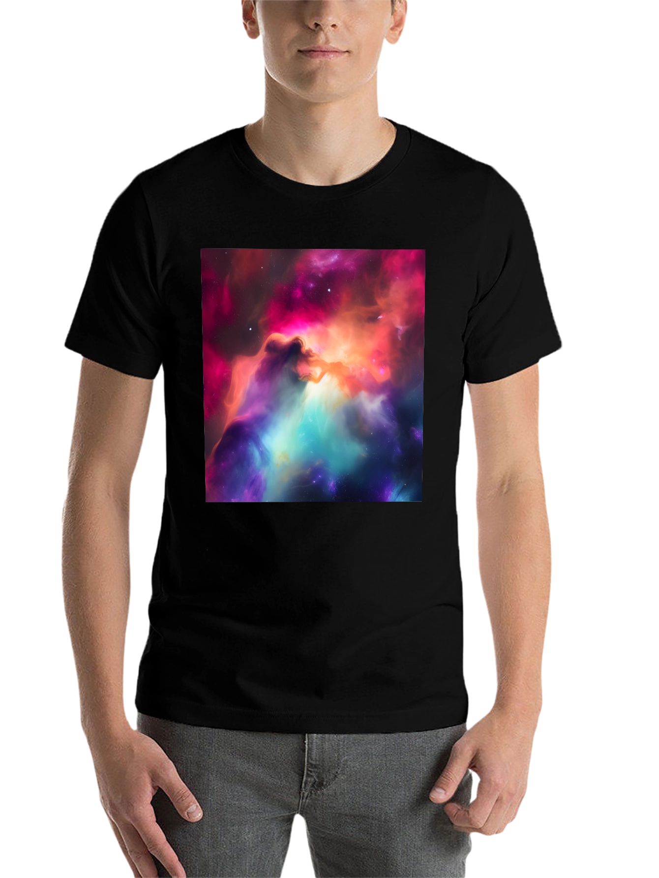 Black Nebula Print Black T-Shirt view 7