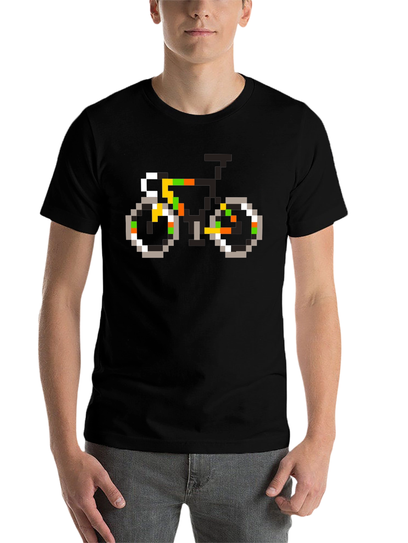 Black Pixel Art Bicycle Graphic Tee - Black view 7