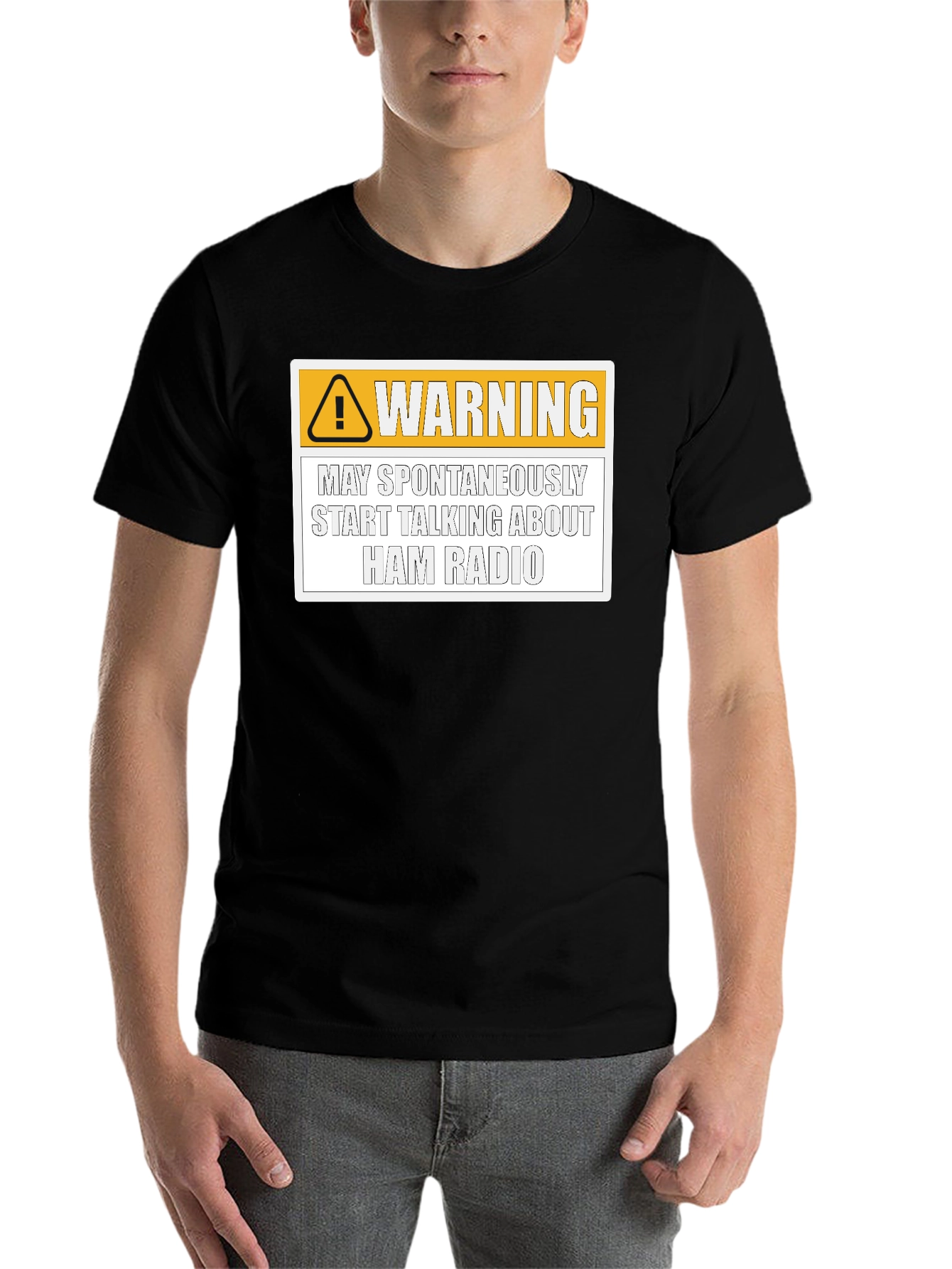 Black Ham Radio Warning T-Shirt view 7