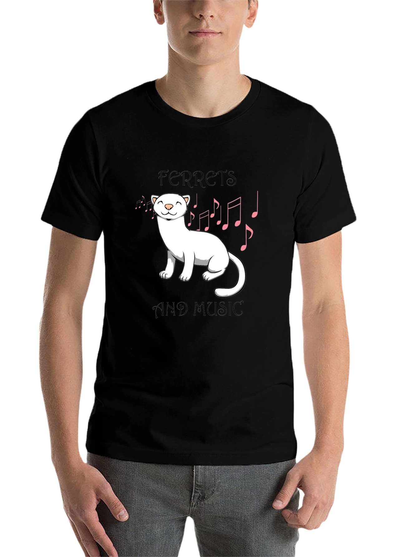 Black Ferret and Music Graphic T-Shirt view 7