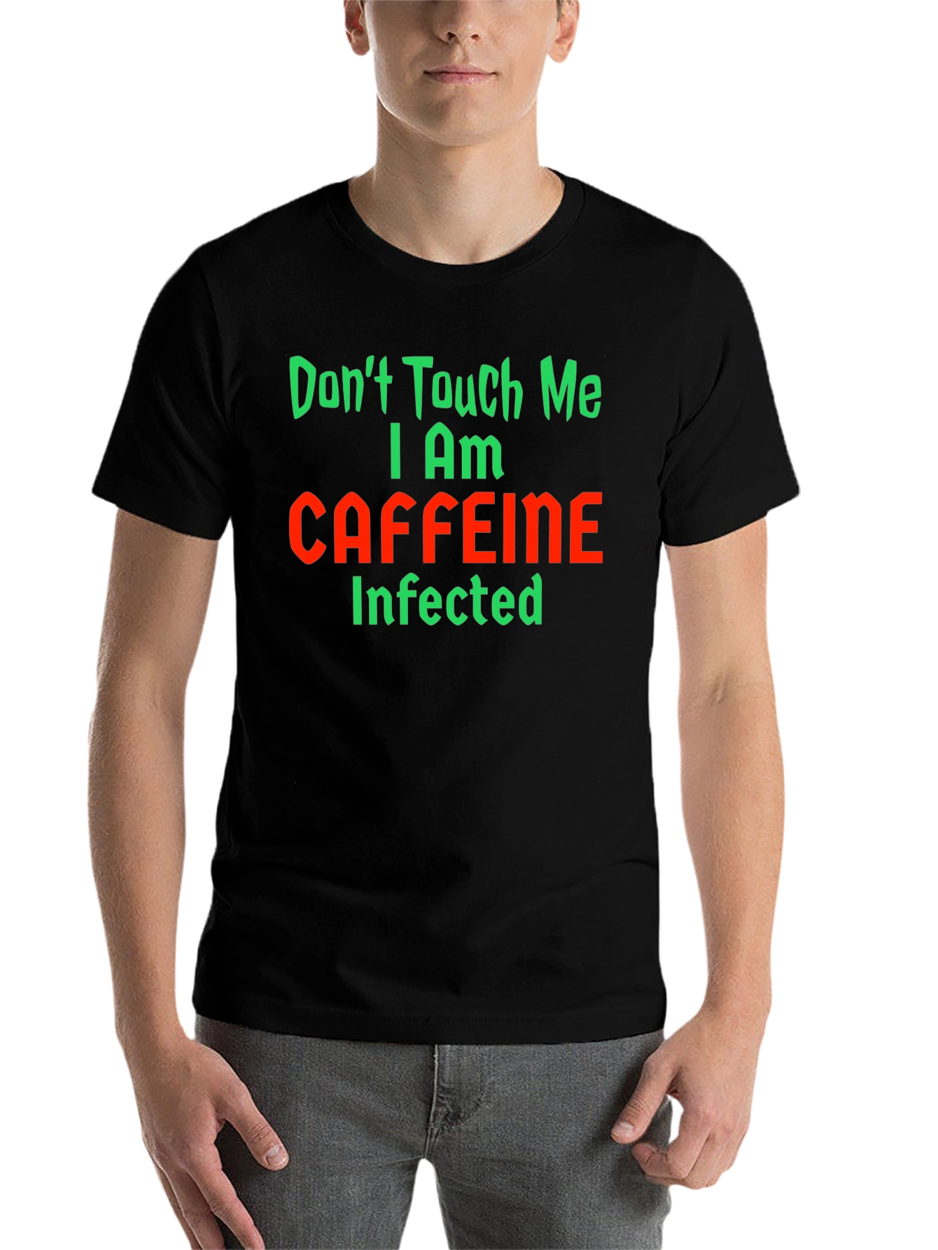 Black Caffeine Infected Graphic T-Shirt - Funny Novelty Tee view 7