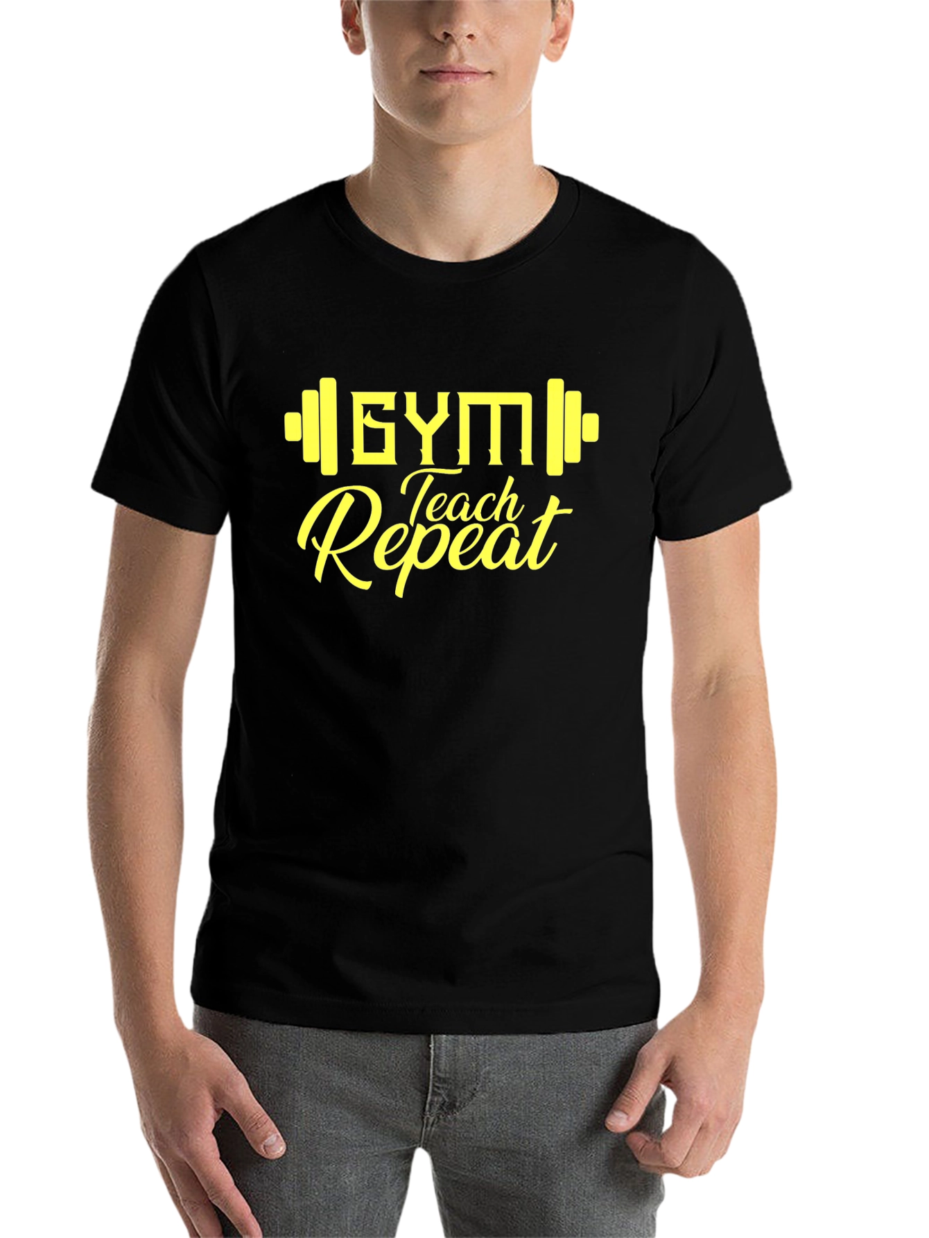 Black Gym Teach Repeat Graphic Tee view 7