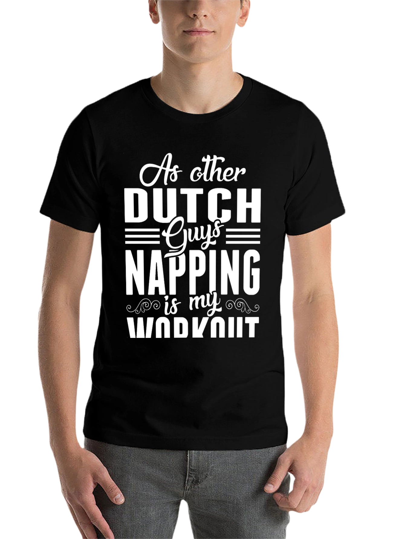 Black Funny Dutch Napping Workout T-Shirt view 7