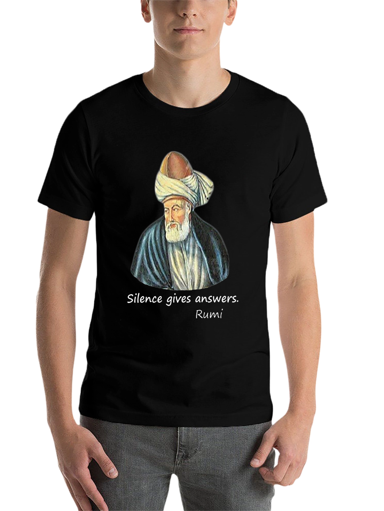 Rumi Quote Graphic T-Shirt - Silence Gives Answers - 7
