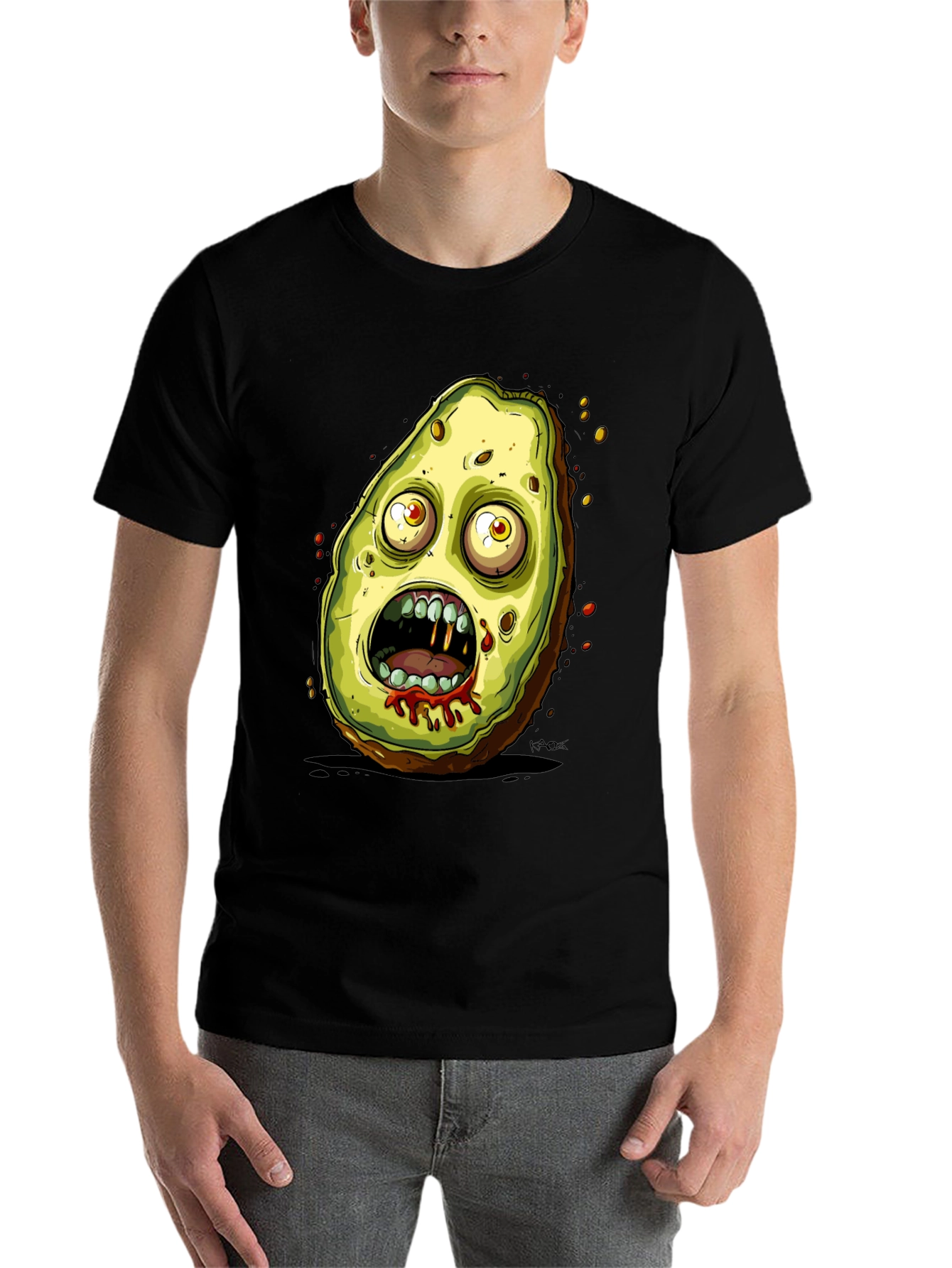 Black Zombie Avocado Graphic Tee - Black view 7