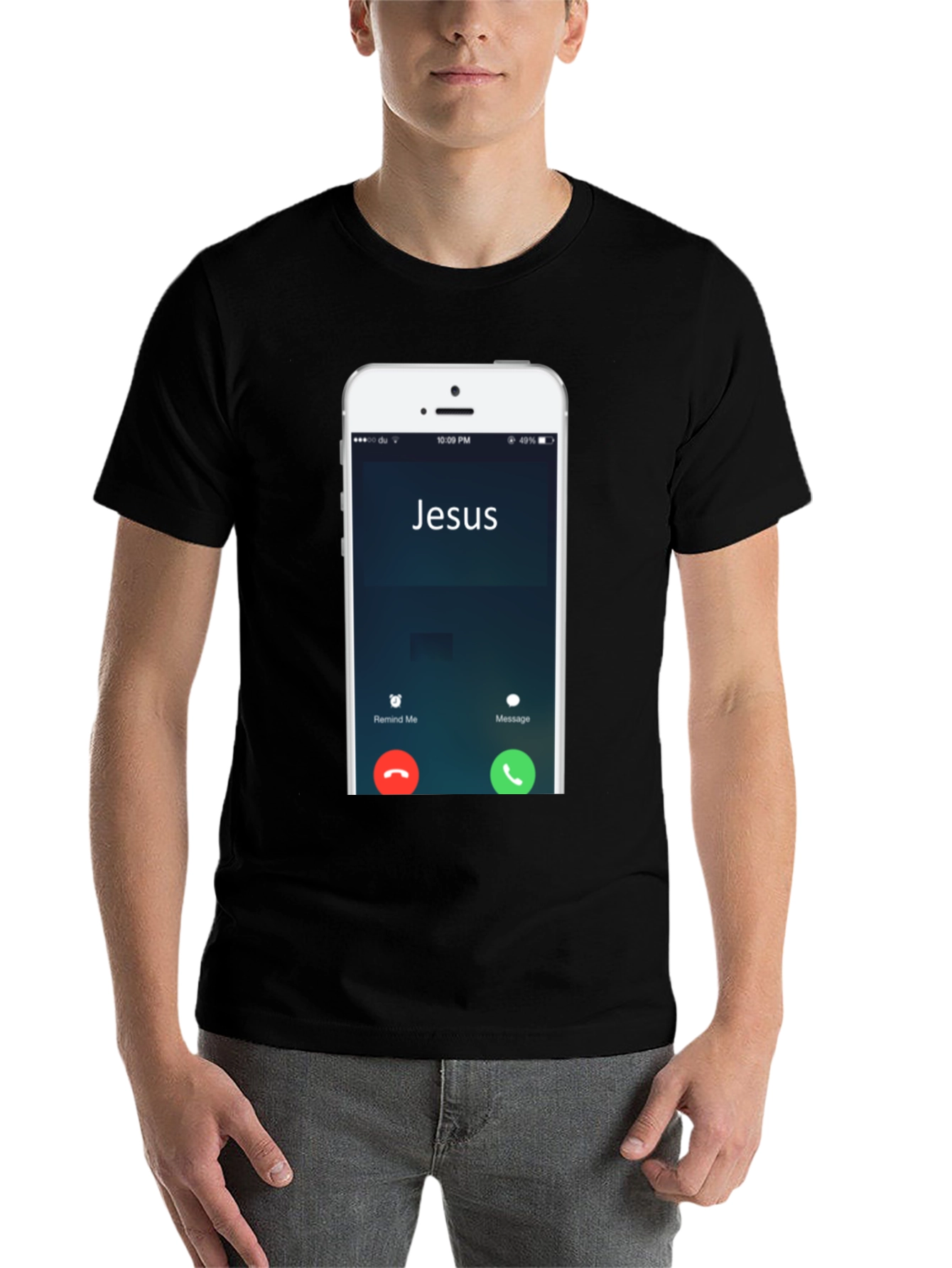 Black Jesus Calling Funny T-Shirt view 7