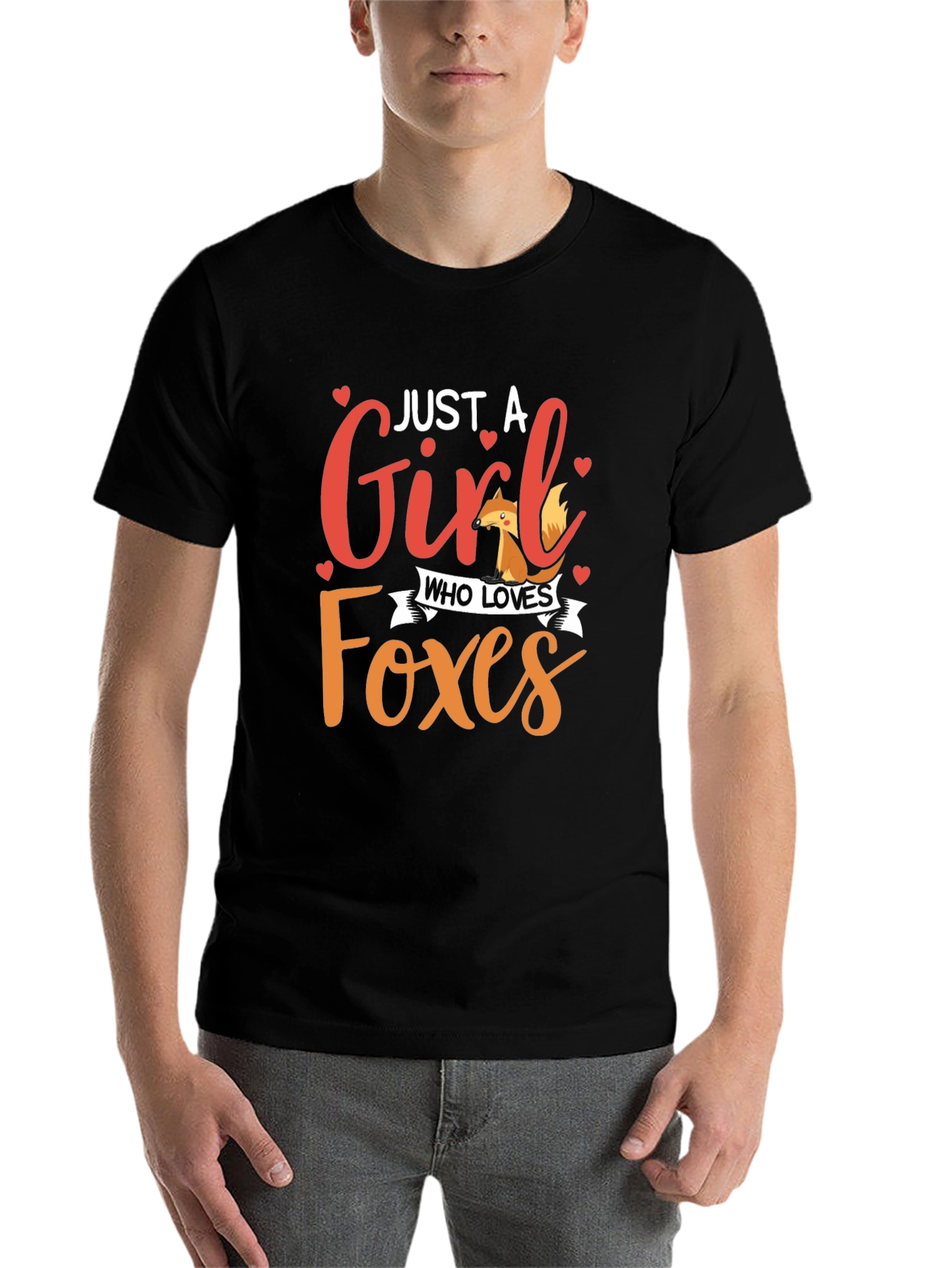 Black Just A Girl Who Loves Foxes Black Graphic Tee view 7