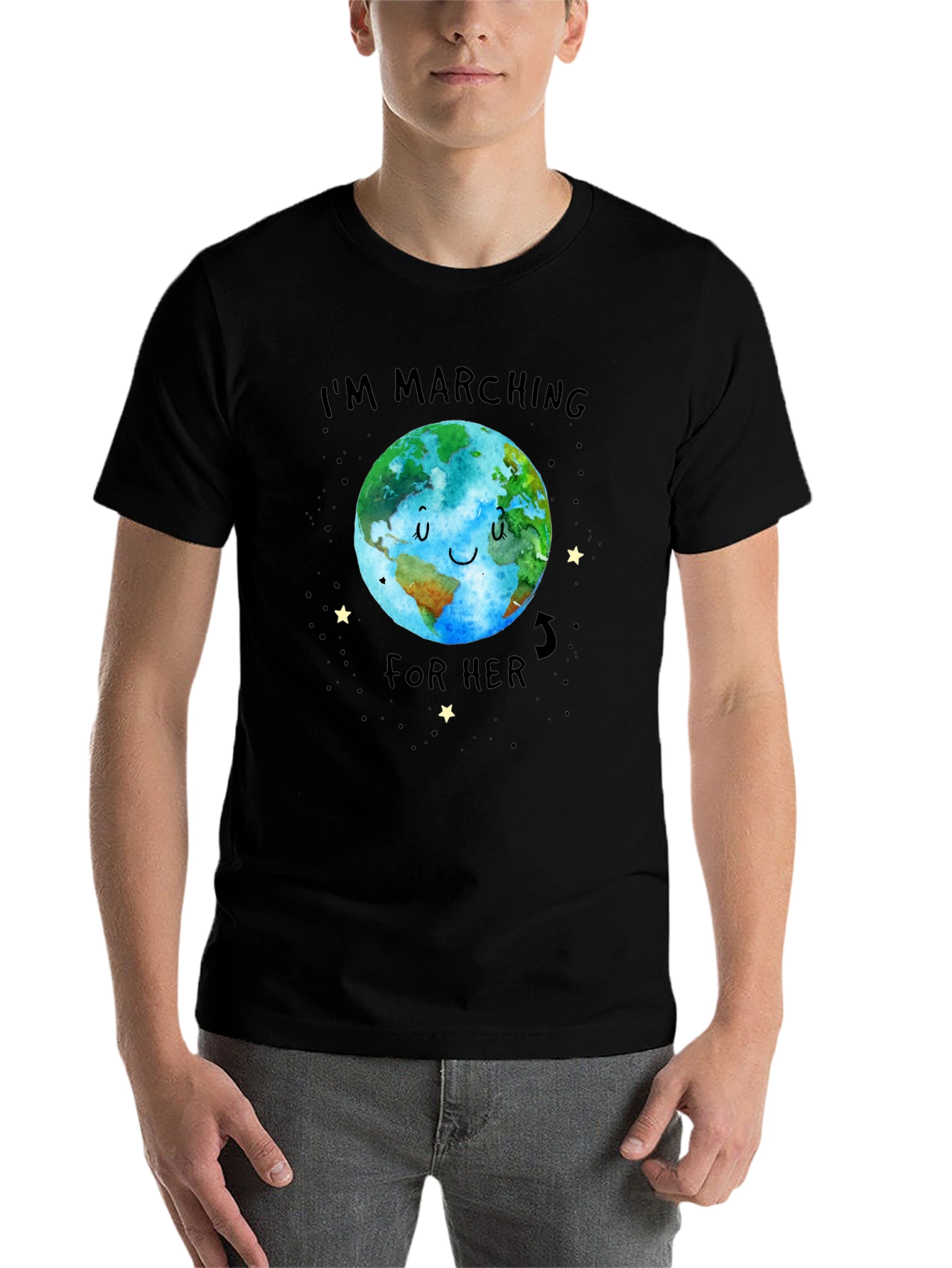 Black I'm Marching For Her Earth Graphic Tee view 7