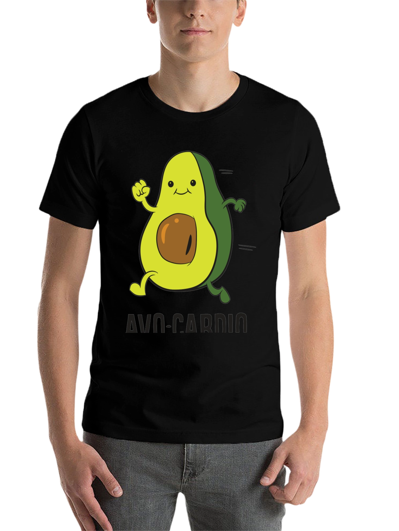 Black Avo-Cardio T-Shirt - Avocado Fitness Tee view 7