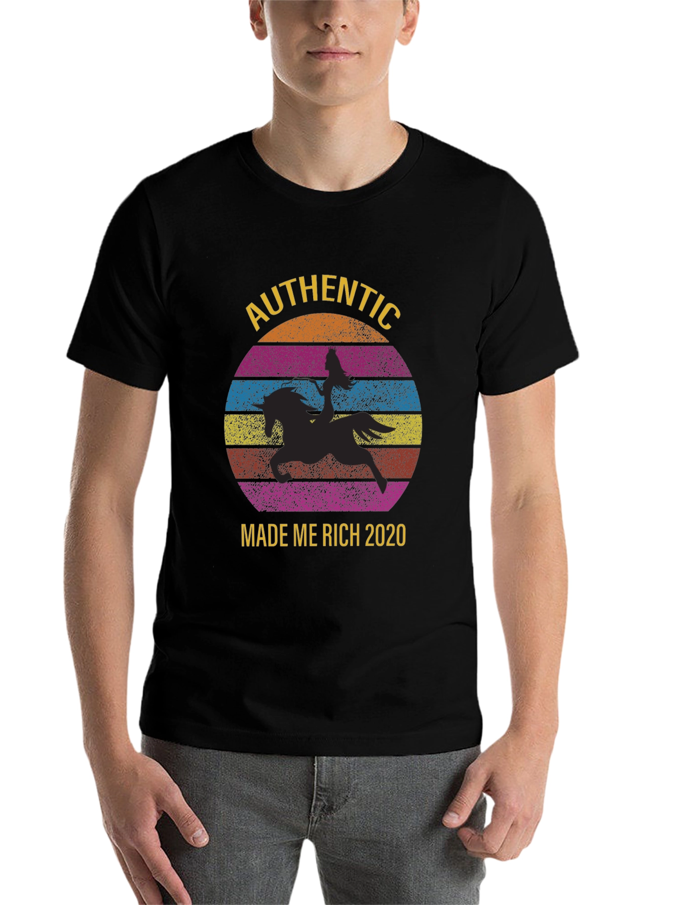 Black Authentic Made Me Rich 2020 T-Shirt view 7