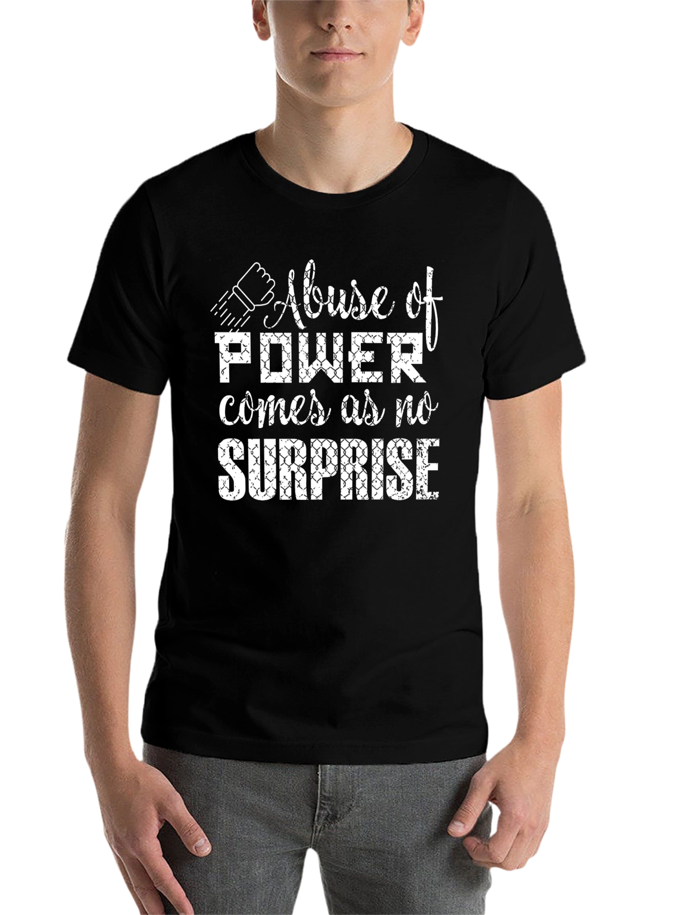 Black Abuse of Power T-Shirt - Black Graphic Tee view 7