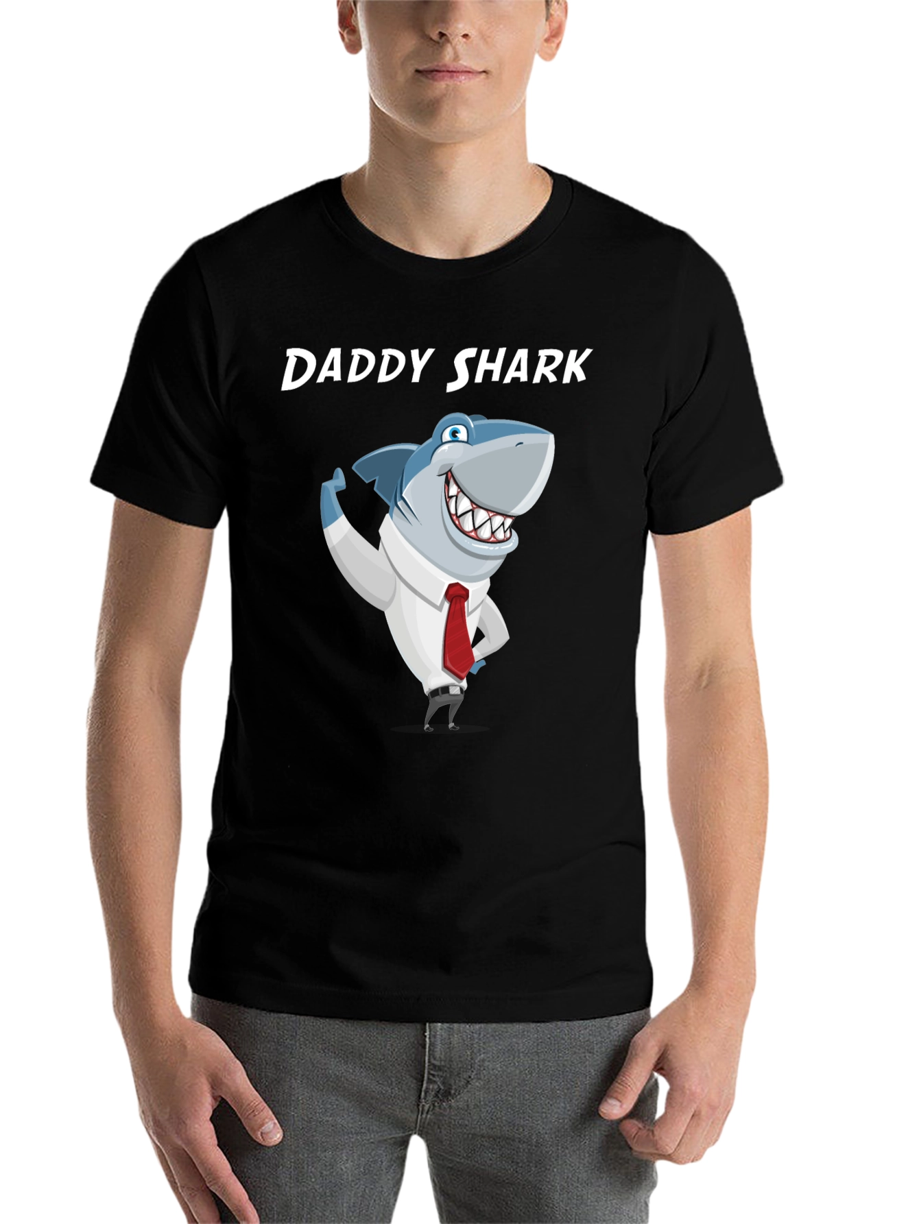 Black Daddy Shark Graphic T-Shirt - Men's Black Tee view 7