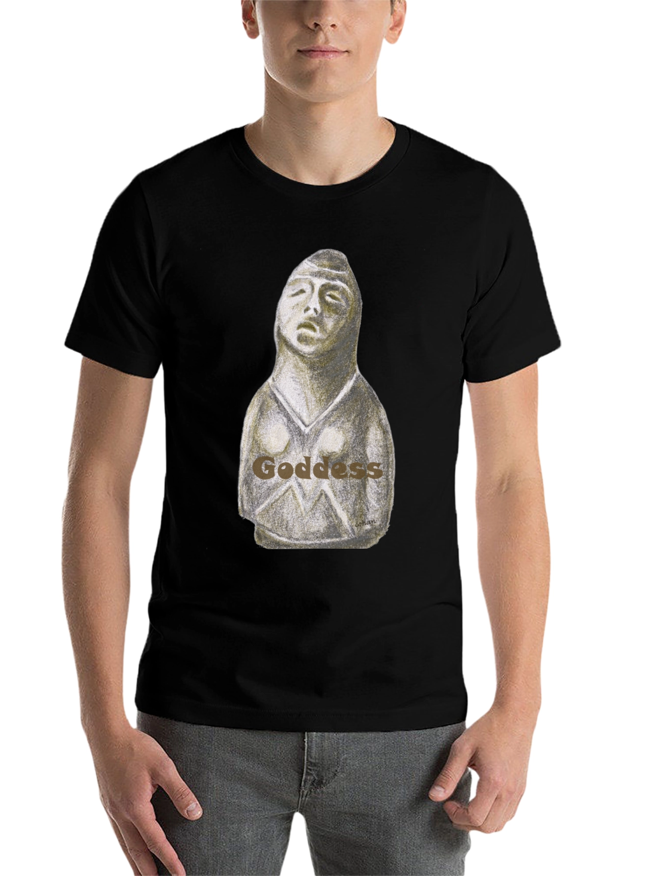 Black Goddess Graphic Print T-Shirt view 7