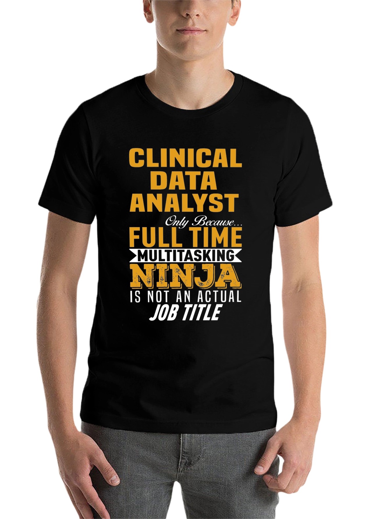 Black Clinical Data Analyst Ninja T-Shirt view 7