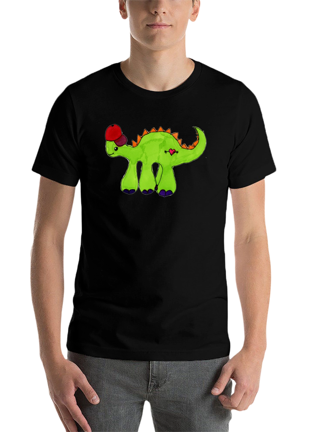 Black Dino with Hat Graphic Tee view 7
