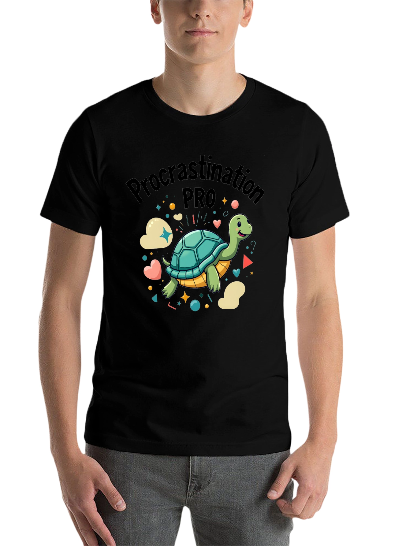 Black Procrastination Pro Turtle Graphic Tee view 7