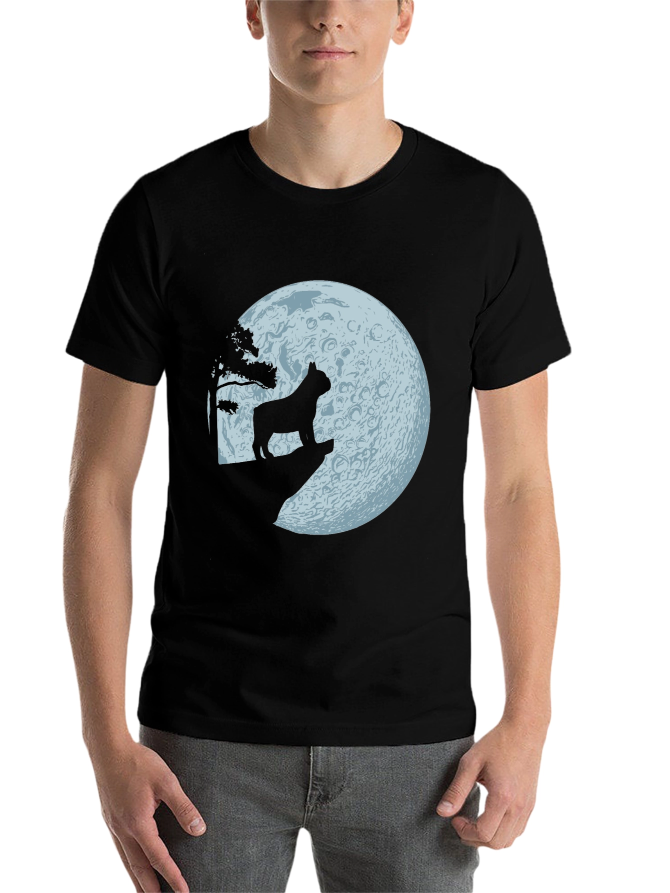 Black Dog Howling at Moon Graphic Tee view 7