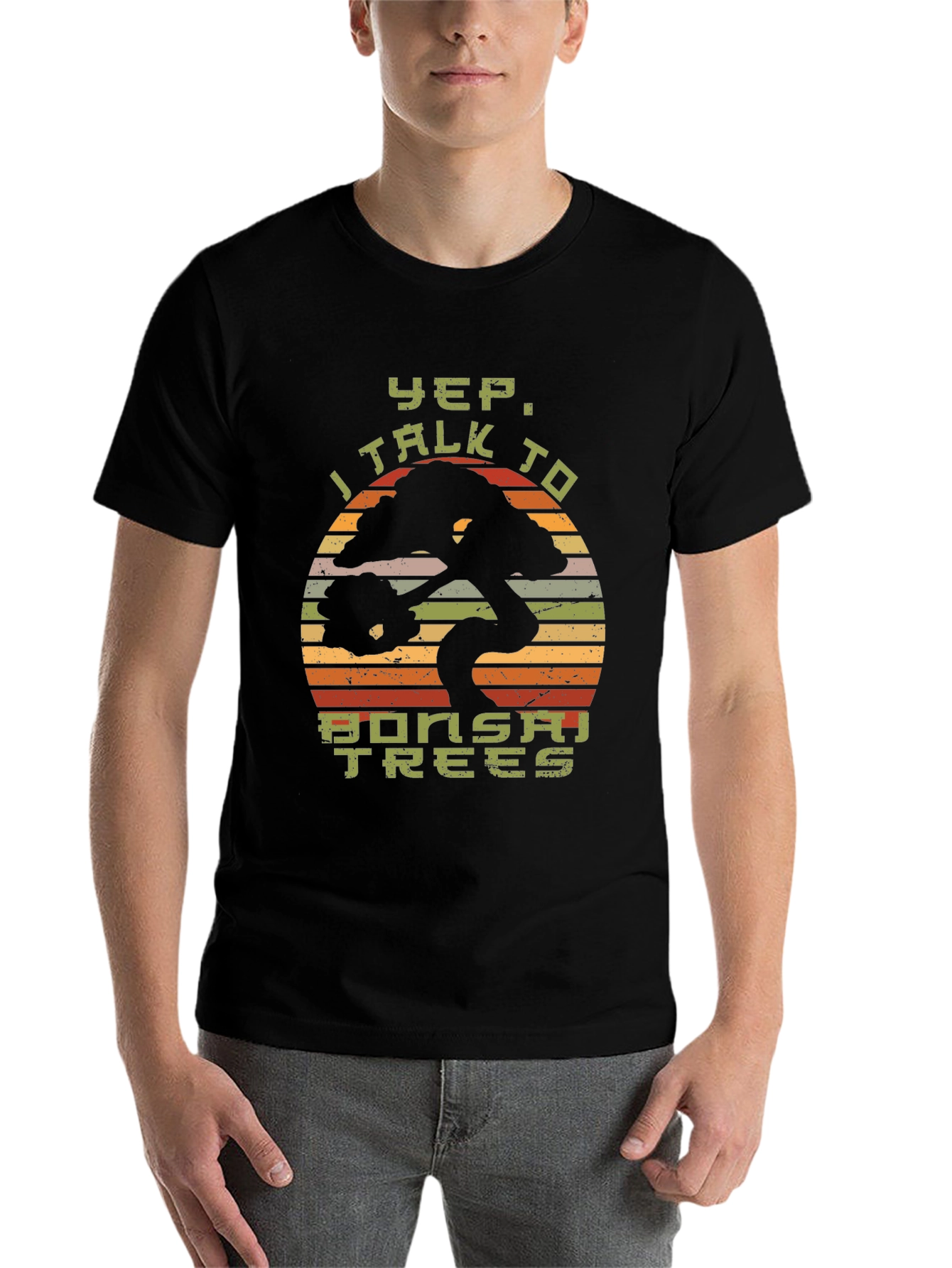 Black Yep, I Talk to Bonsai Trees Black T-Shirt view 7