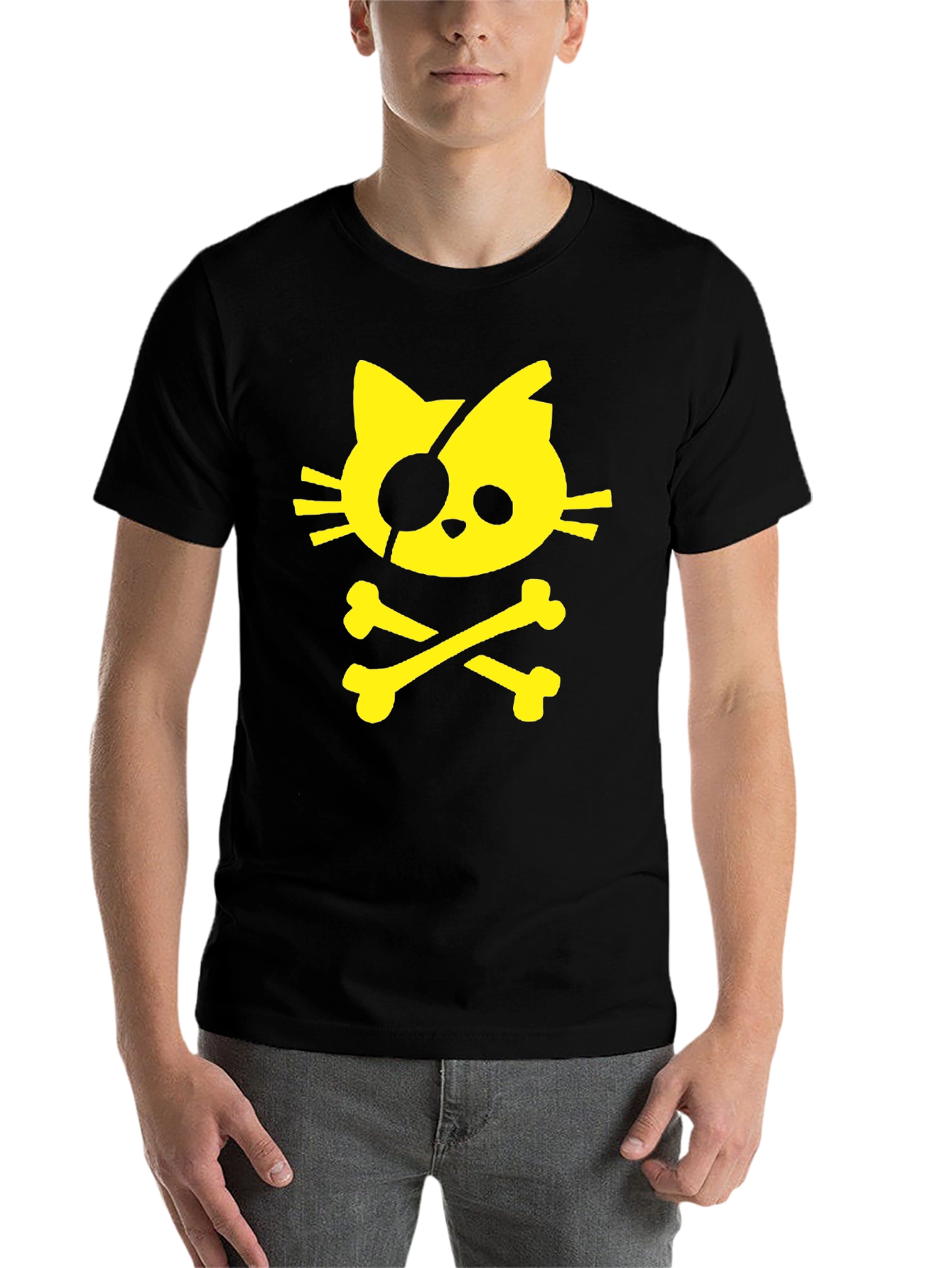 Pirate Cat T-Shirt - Black Cotton Tee - 7