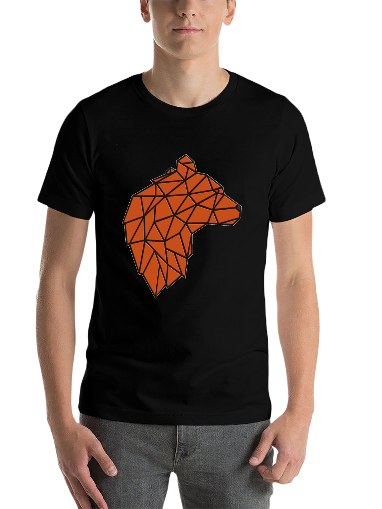 Black Geometric Bear Graphic Tee - Modern Animal Design view 7