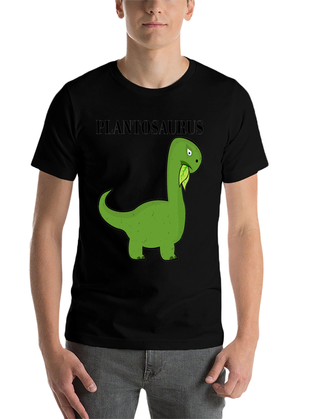 Black Plantosaurus T-Shirt - Funny Herbivore Dinosaur Tee view 7
