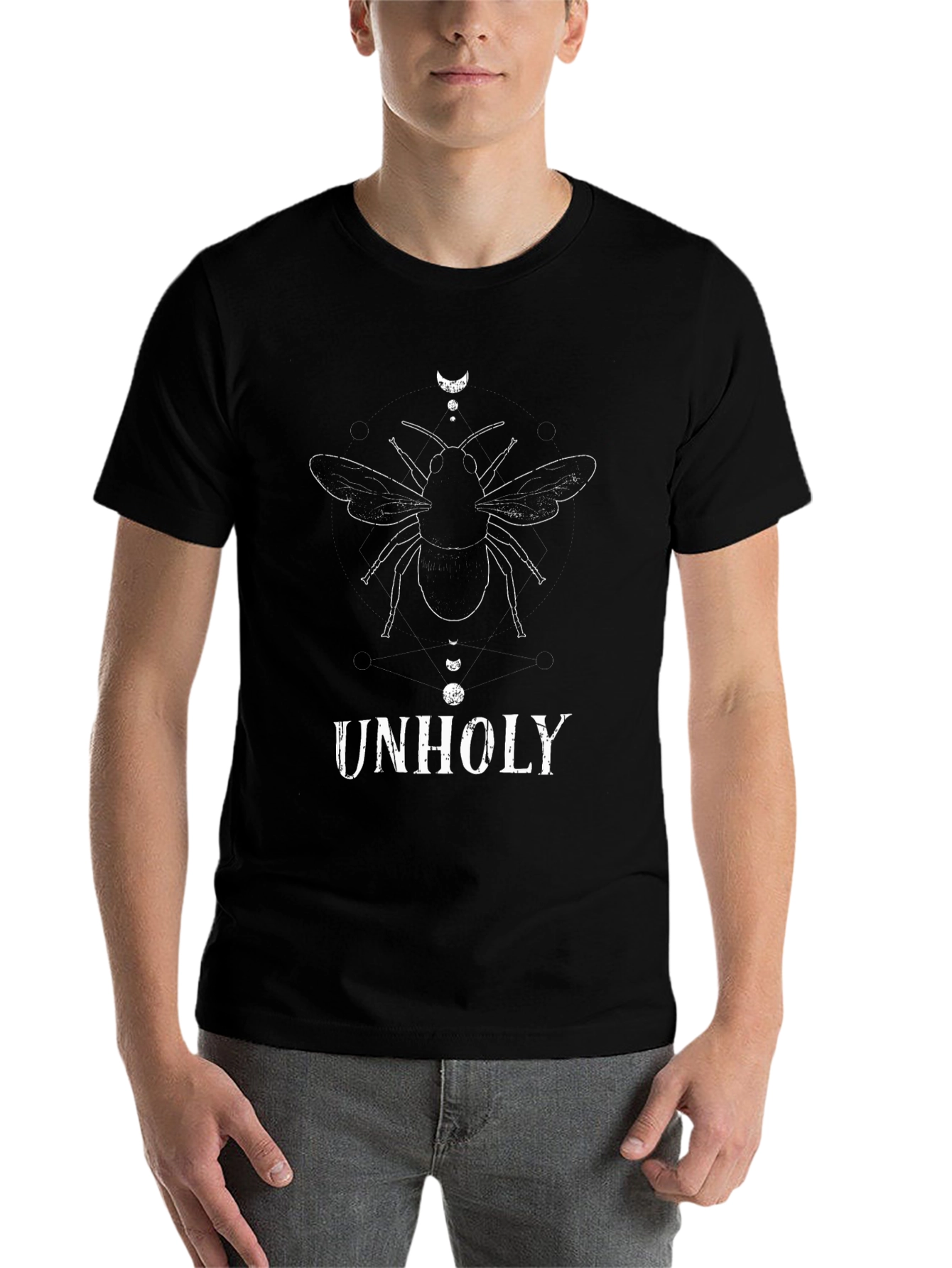 Black Unholy Graphic Tee - Black Cotton Shirt view 7