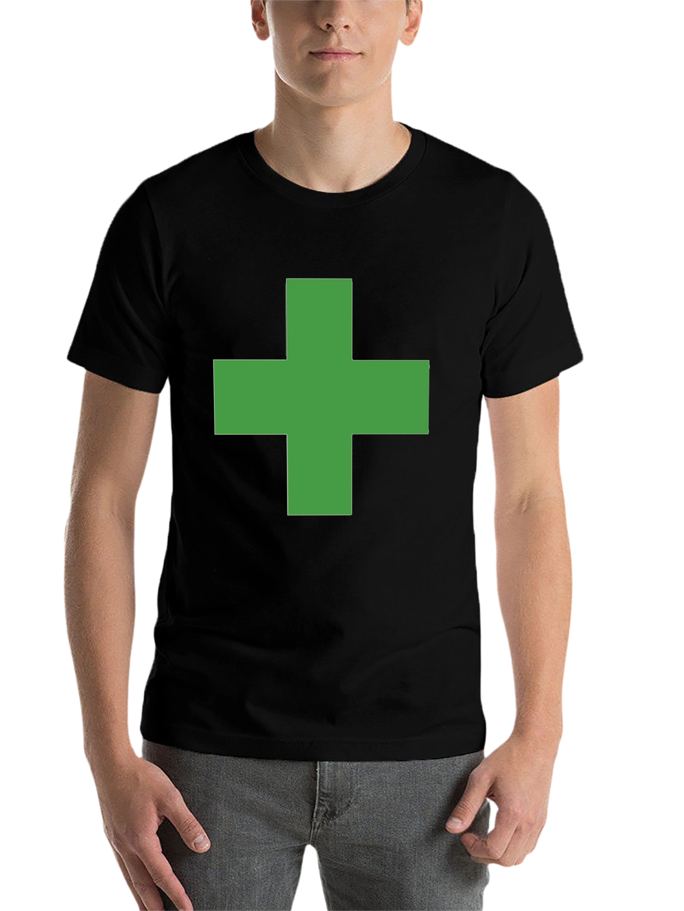 Black Green Cross Graphic Black T-Shirt view 7