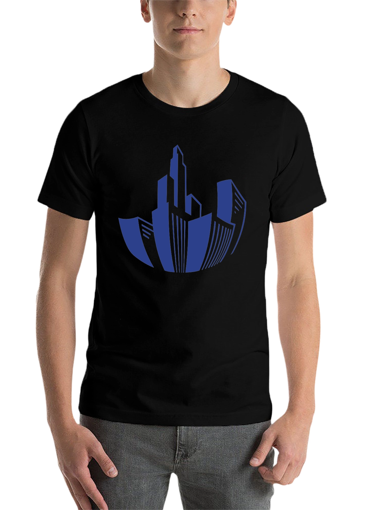 Black Cityscape Graphic T-Shirt - Modern Urban Design view 7