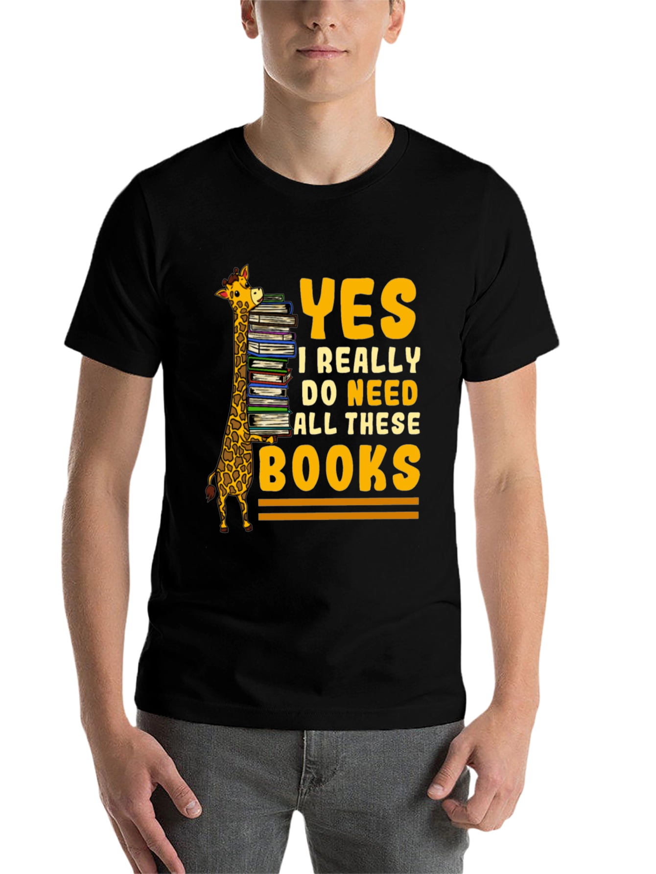 Black Giraffe Book Lover T-Shirt - Yes I Need All These Books! view 7