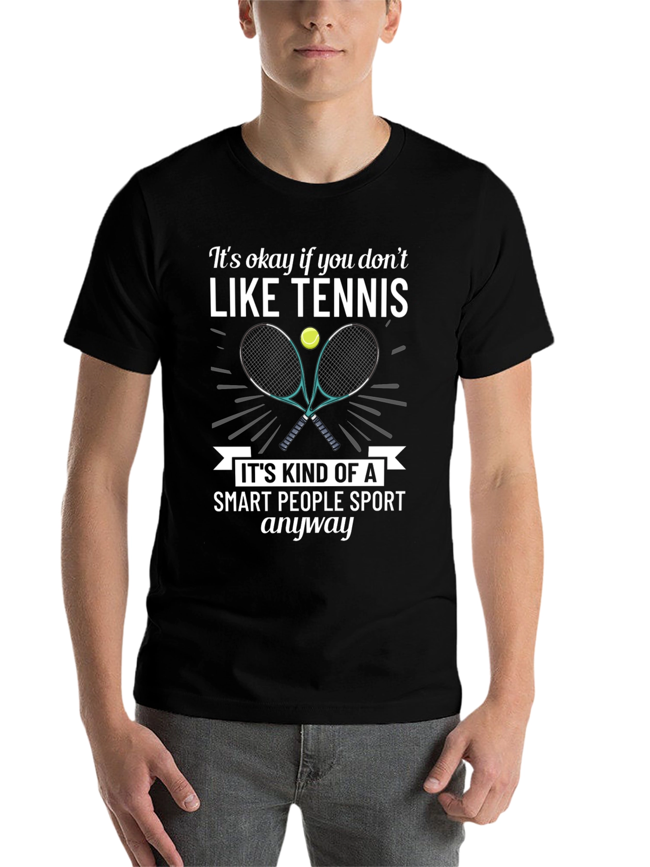 Black Funny Tennis T-Shirt - Smart People Sport Tee view 7
