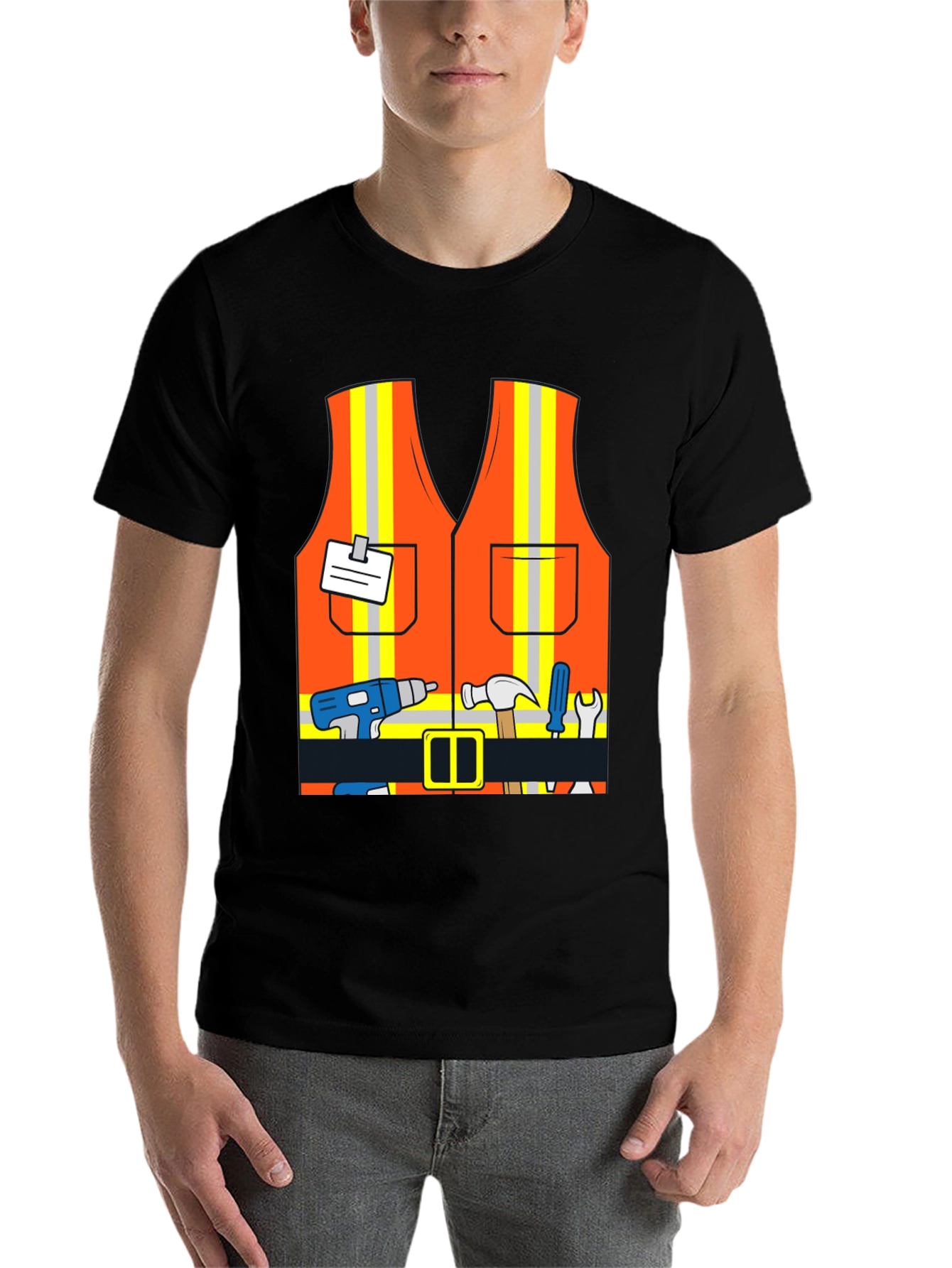 Black Construction Worker Costume T-Shirt view 7