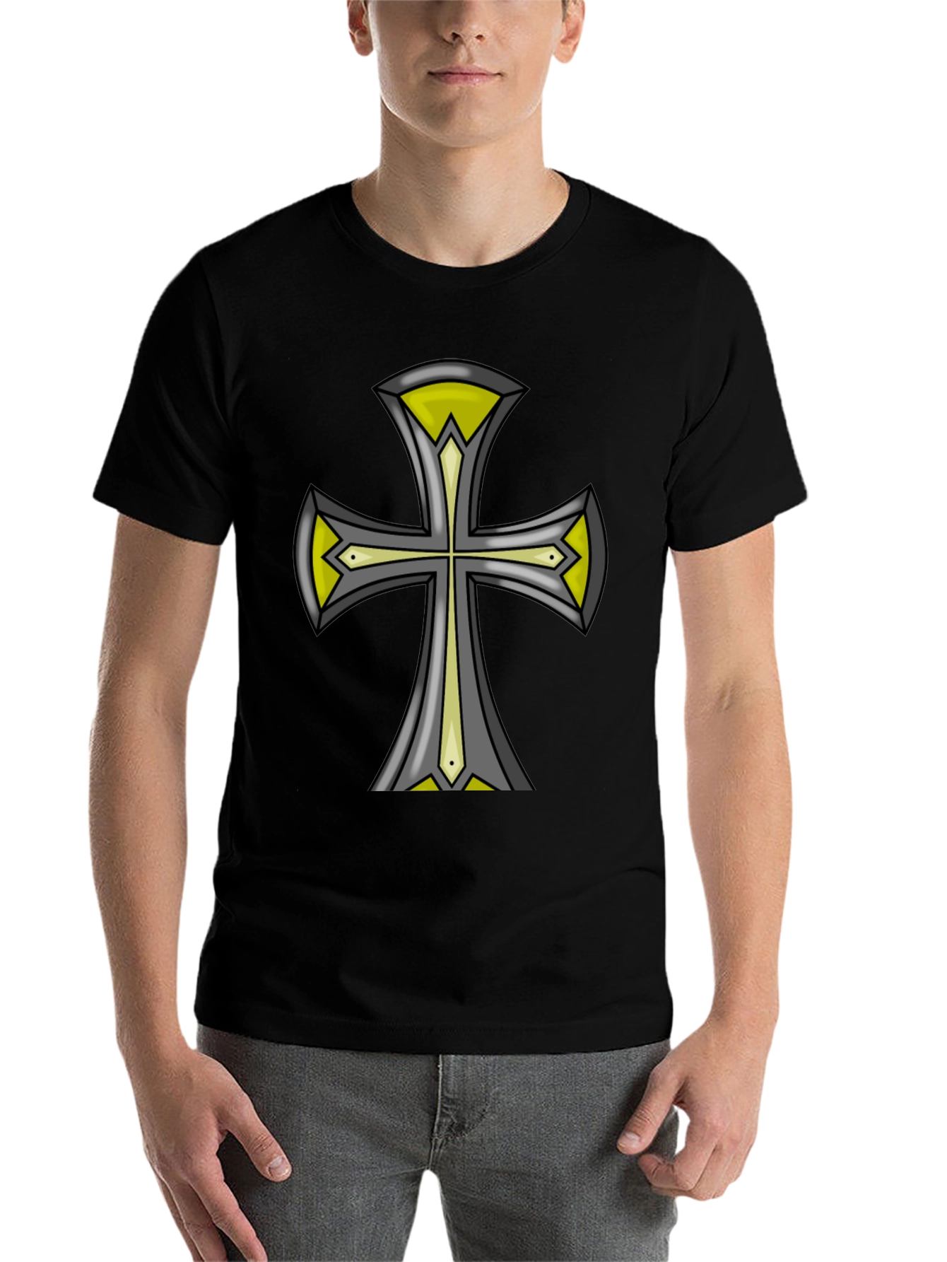 Black Cross Graphic Black Tee - Unique Design view 7