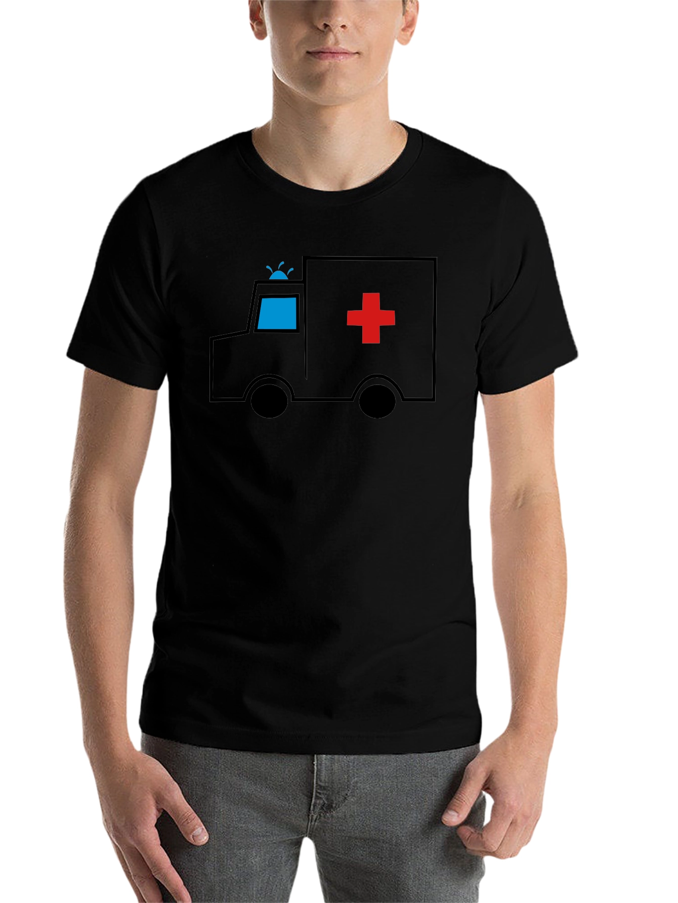 Black Cartoon Ambulance Black T-Shirt view 7