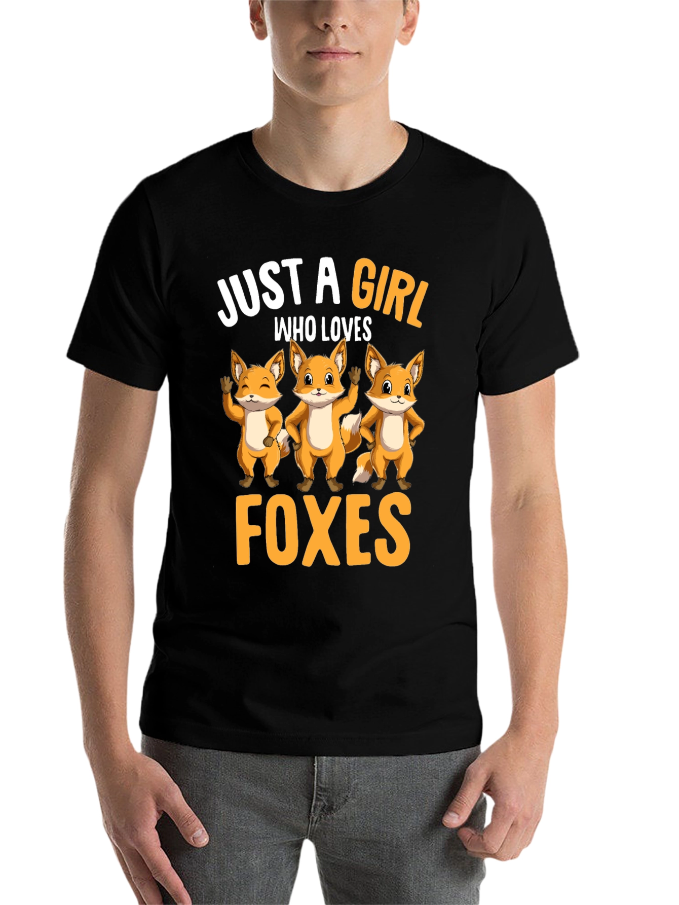 Black Just A Girl Who Loves Foxes T-Shirt view 7