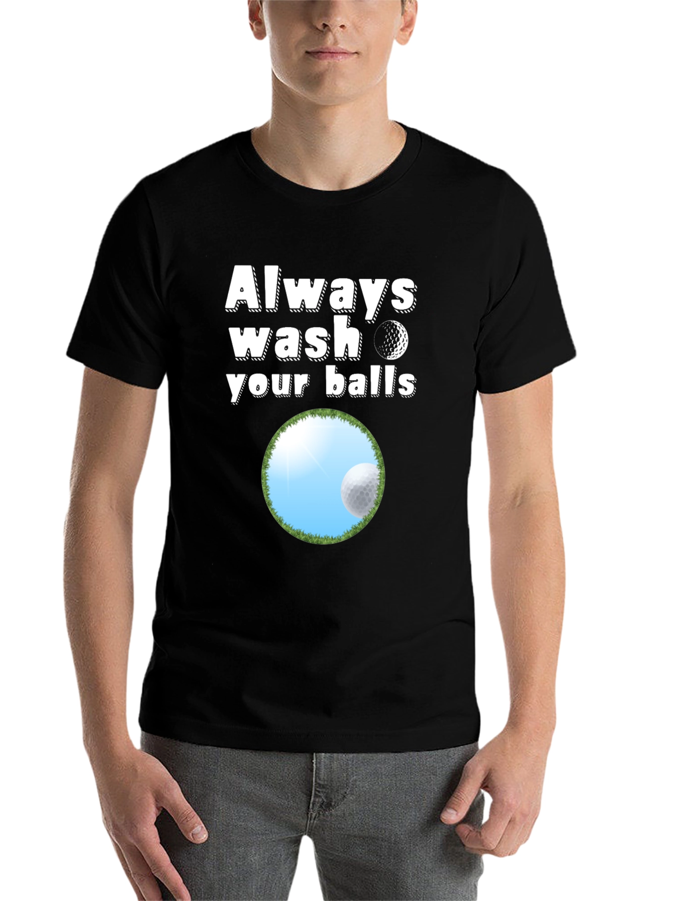 Black Golf T-Shirt - Always Wash Your Balls - Funny Golfing Tee view 7