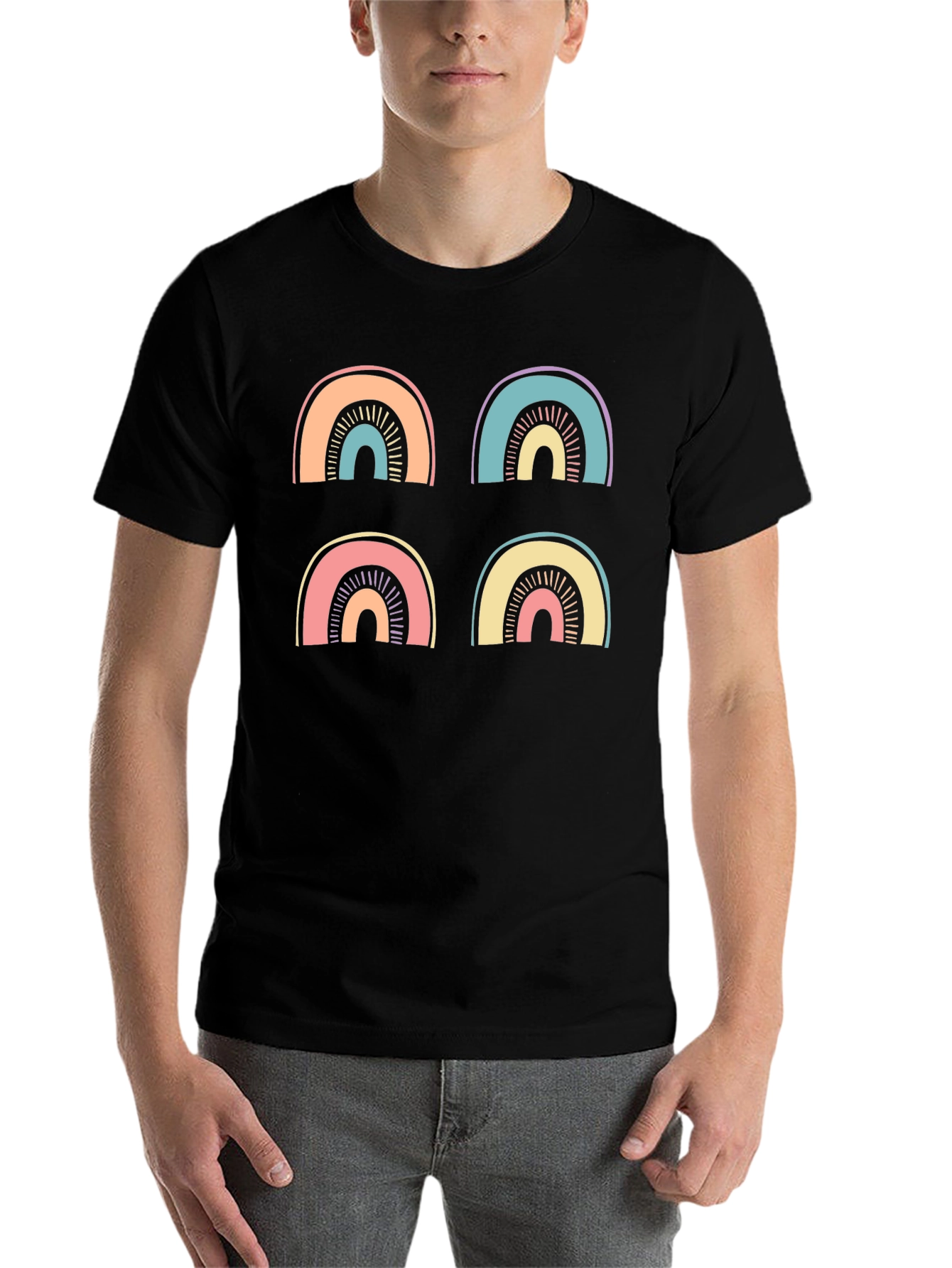 Black Retro Rainbow T-Shirt view 7