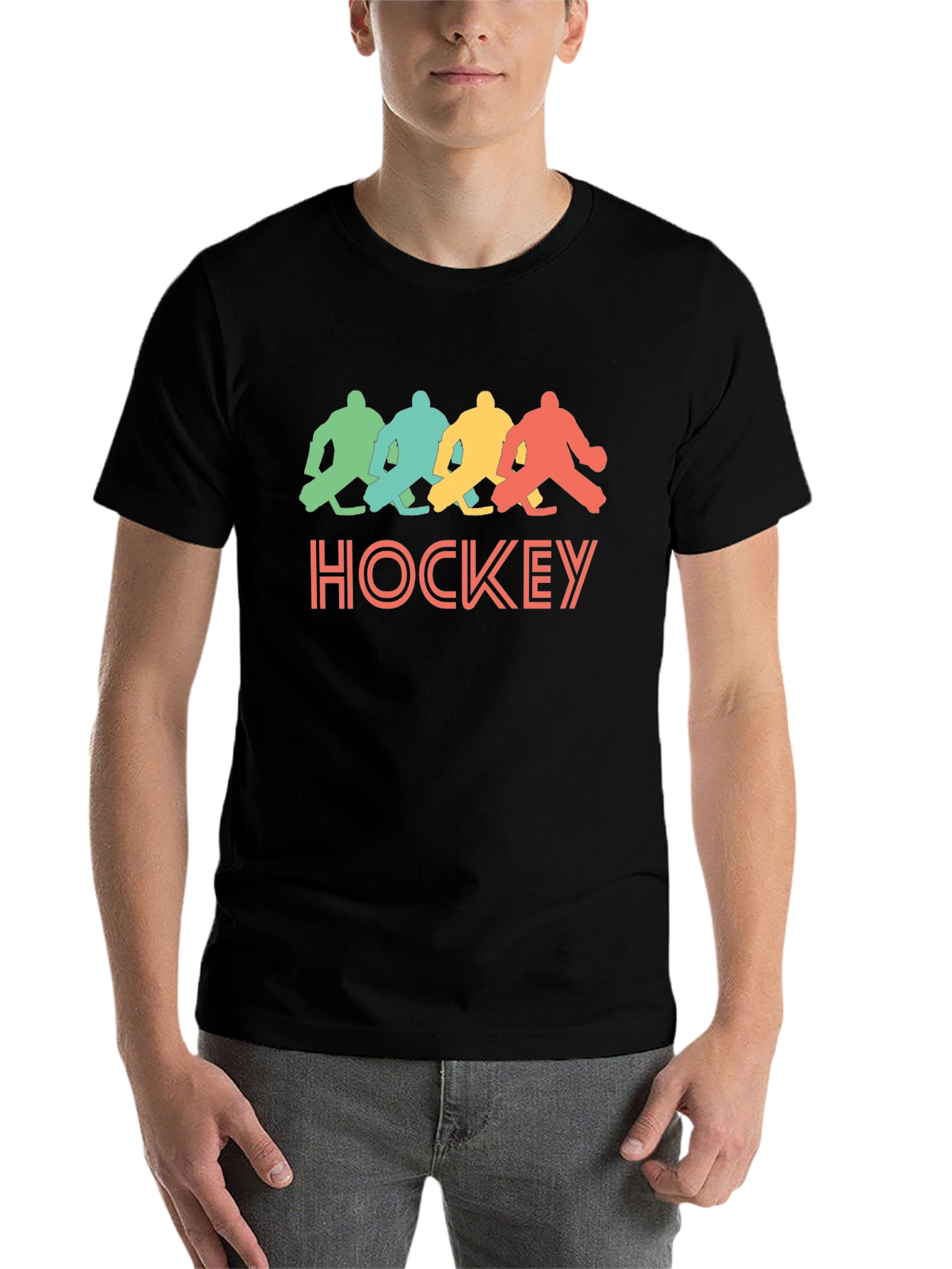 Black Retro Hockey Graphic T-Shirt - Black Tee view 7