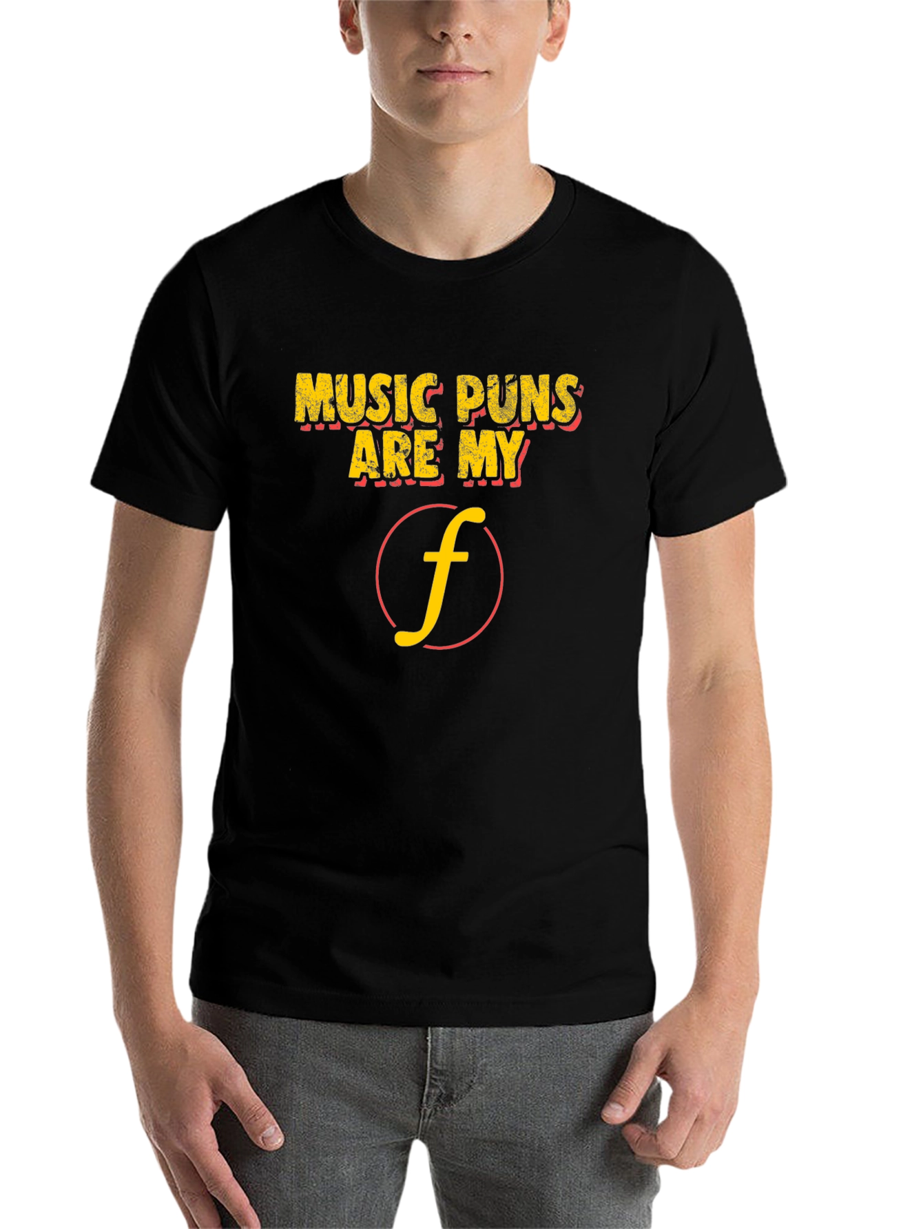 Black Music Puns Are My Forte Black T-Shirt view 7