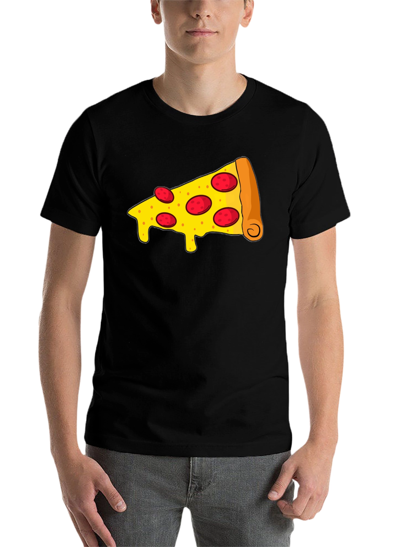 Black Pizza Slice Graphic Tee - Unisex Black T-Shirt view 7