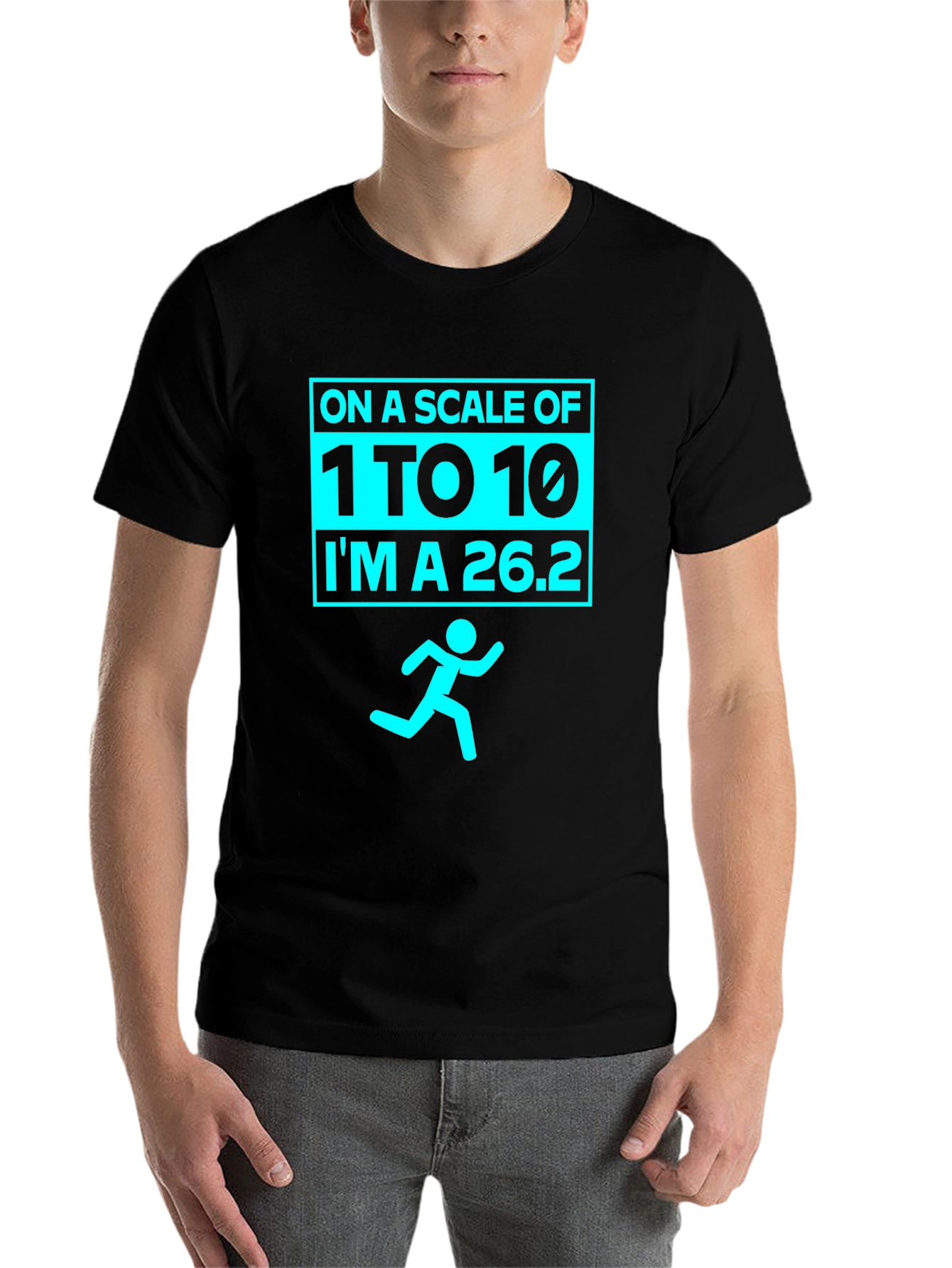 Black Marathoner's Humor Tee - Running Scale 26.2 view 7
