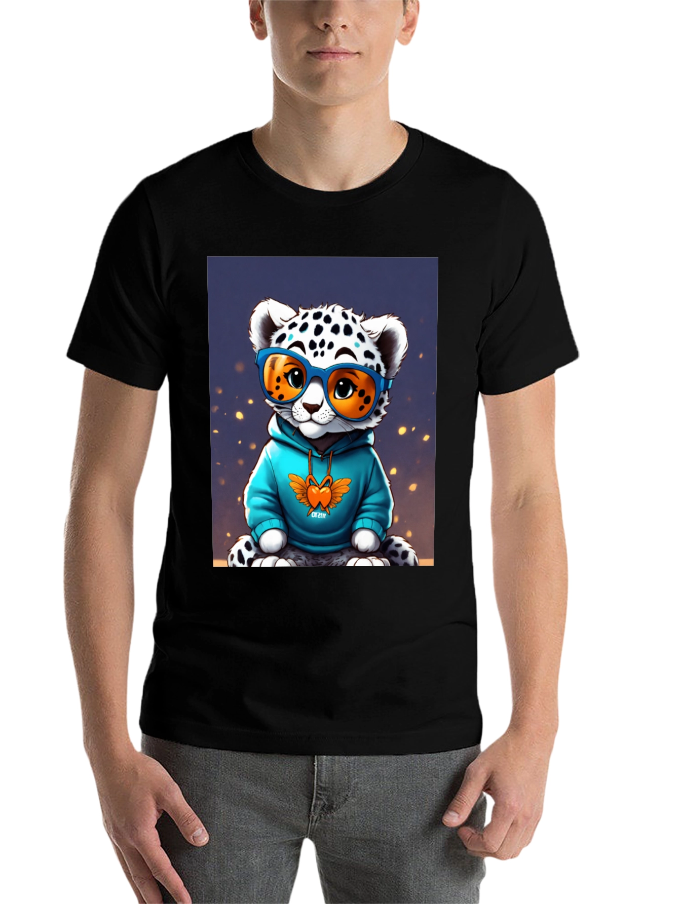 Black Cool Cat Tee - Funky Leopard Graphic T-Shirt view 7