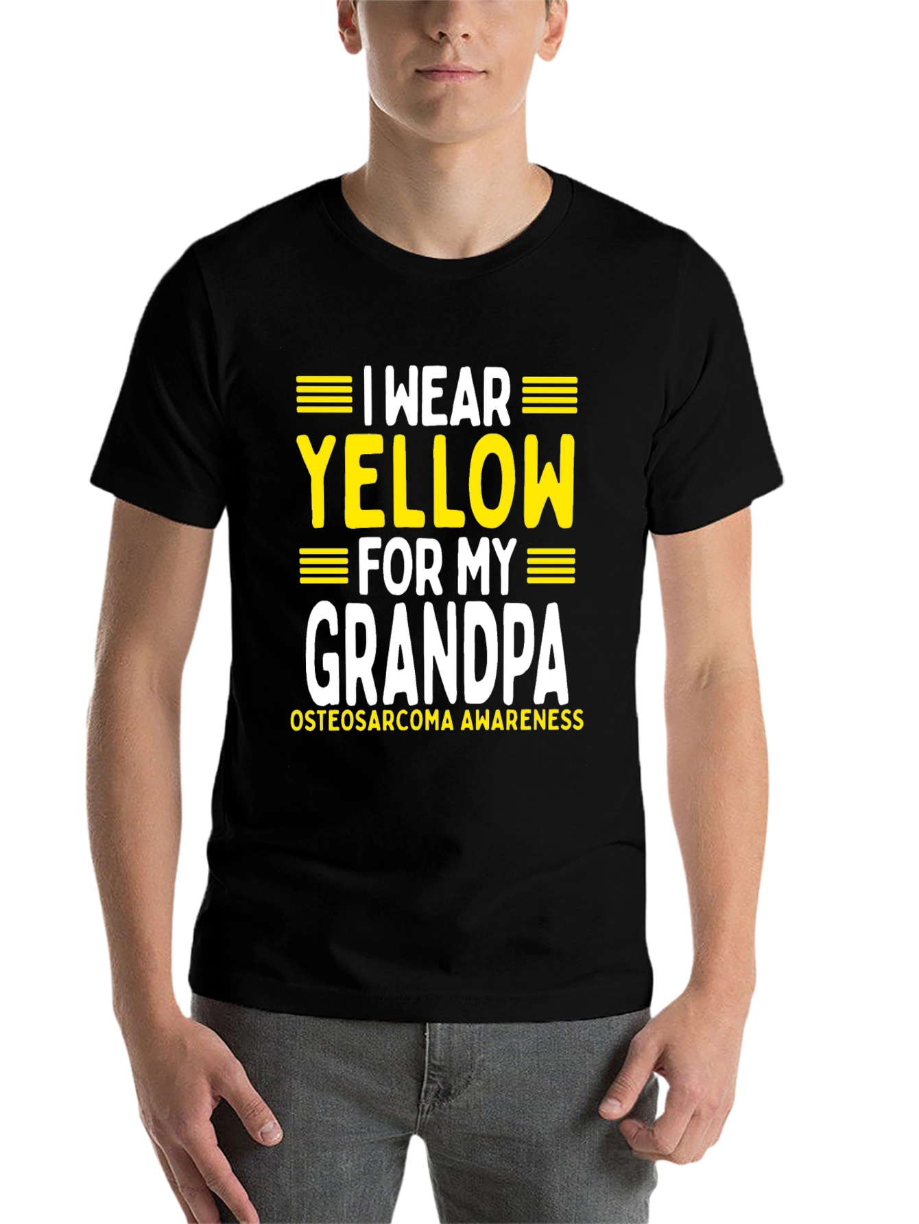 Black I Wear Yellow for My Grandpa T-Shirt view 7