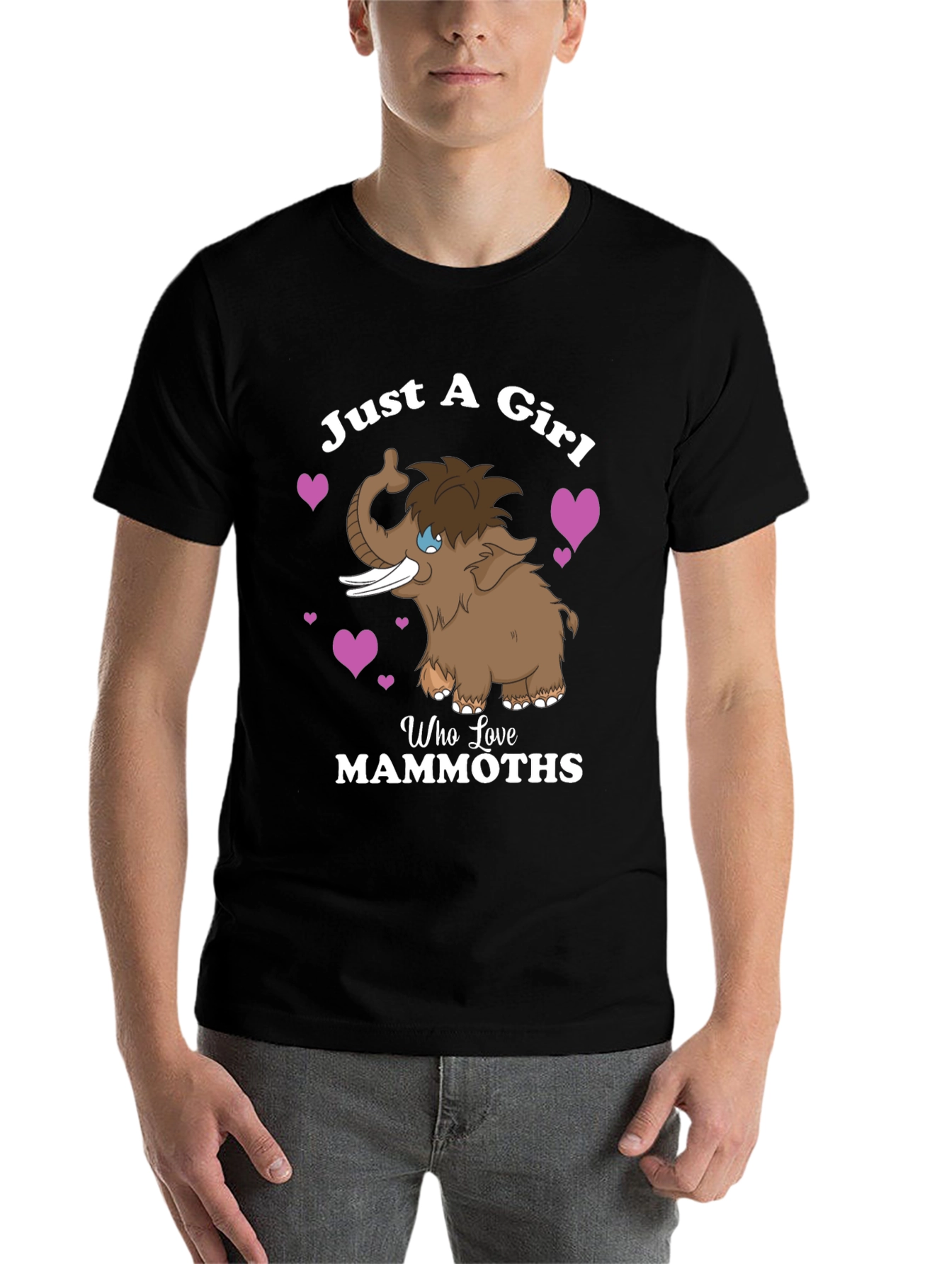 Black Just a Girl Who Loves Mammoths T-Shirt view 7