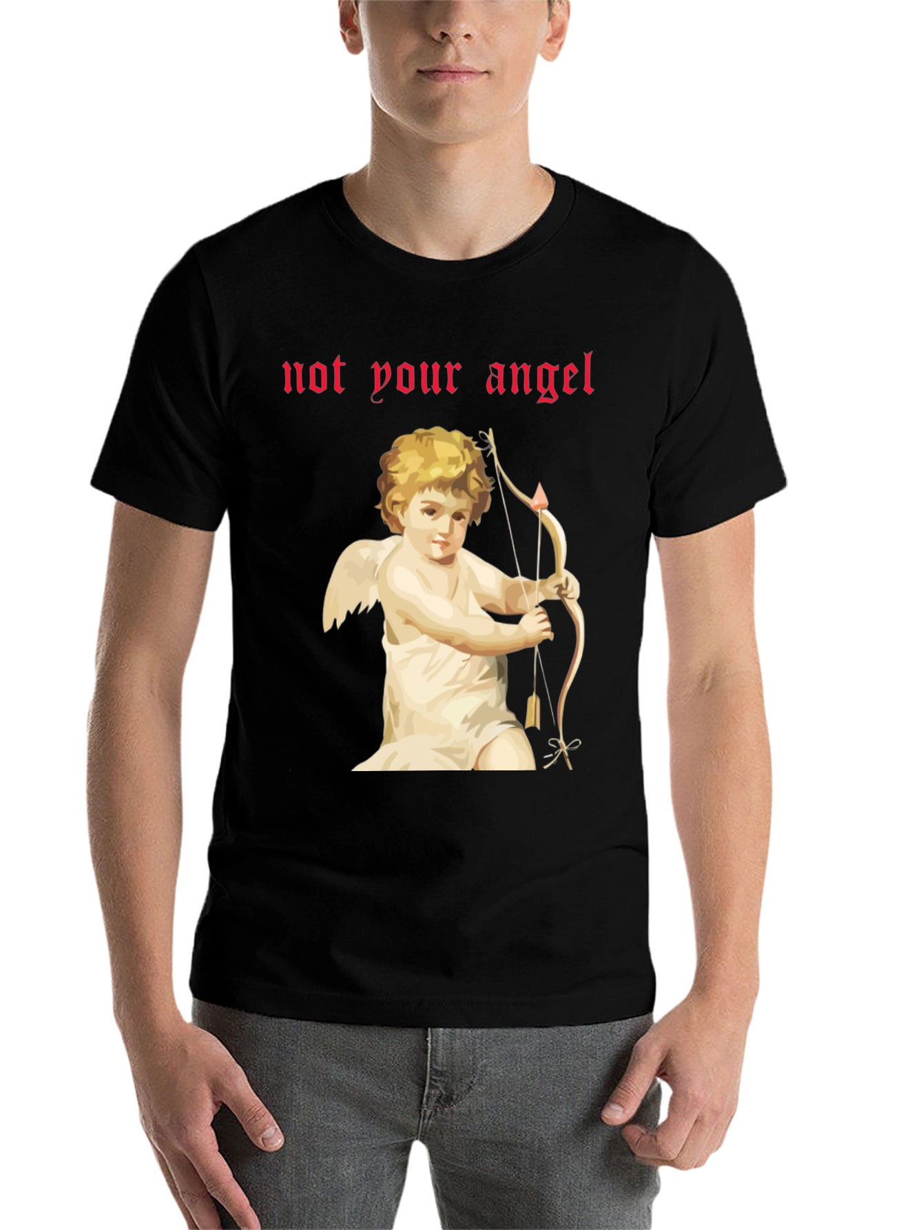 Black Not Your Angel Cupid Graphic Tee - Black T-Shirt view 7